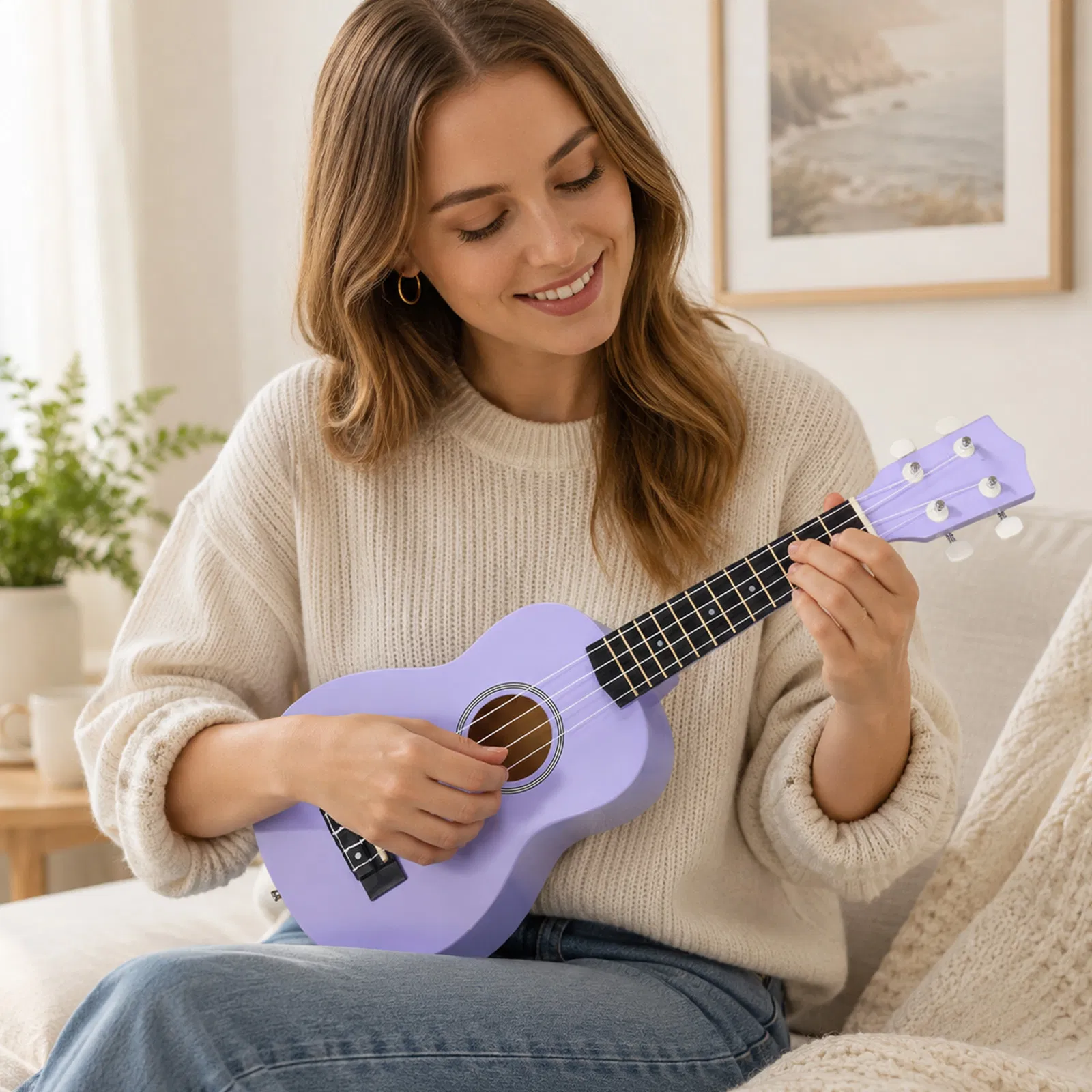 21in Linden wood body rosewood fingerboard ukulele, cotton bag, capo, strap, picks*2, tunerStringsDust cloth photo 7