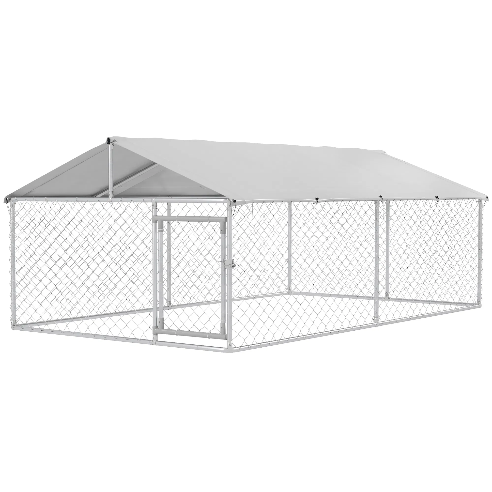 13.1' x 7.5' x 4.9' Outdoor Dog Kennel Dog Run with Waterproof, UV Resistant Cover for Medium Large Sized Dogs, Silver photo 1