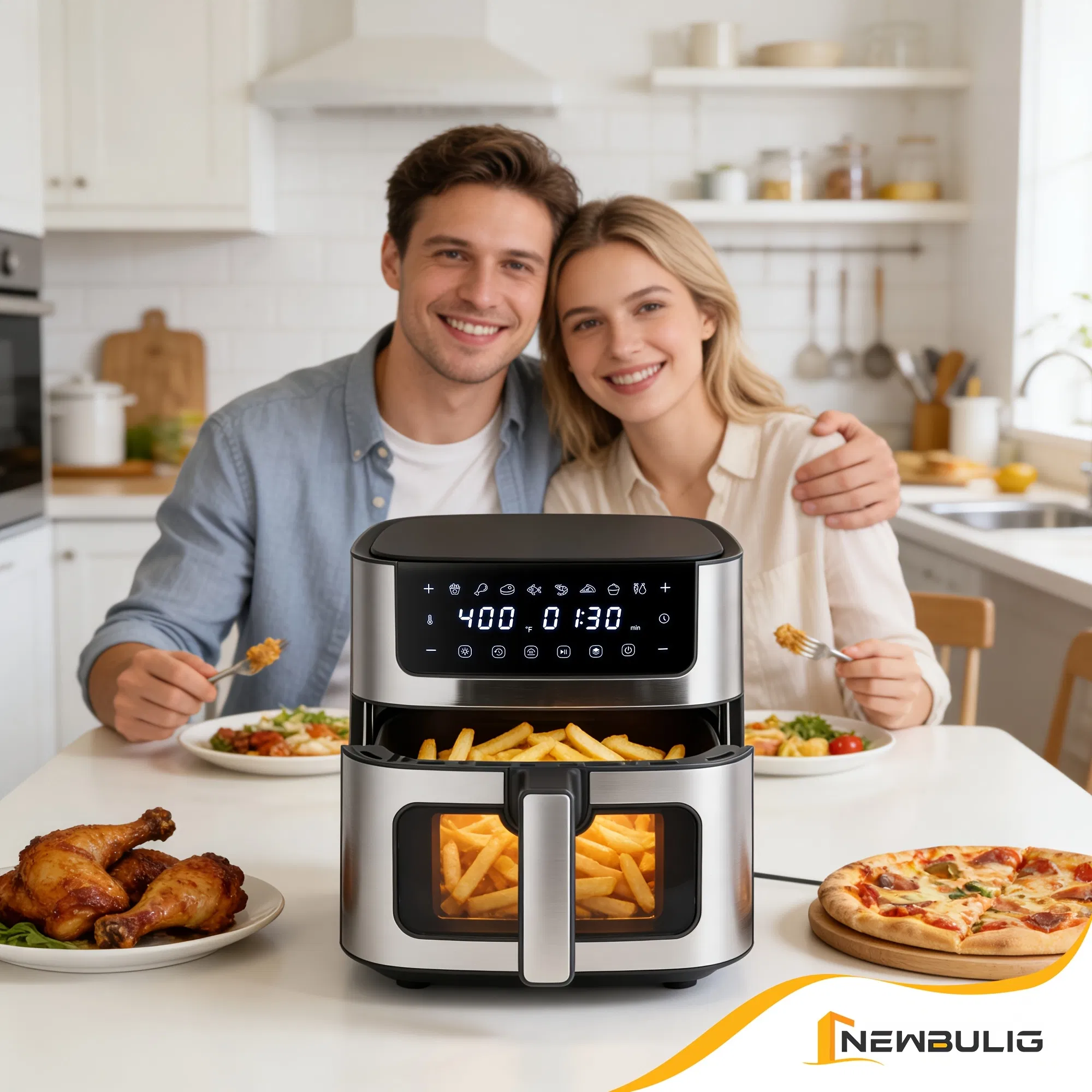 6.34QT Multi-Function Air Fryer with Ceramic Coating Suitable for Roast, Bake, Broil, Dehydrate, Reheat & Keep Warm, Digital Temperature (90°F-450°F), Easy-Clean Cooker for, -Type Plug ( Plug) photo 2