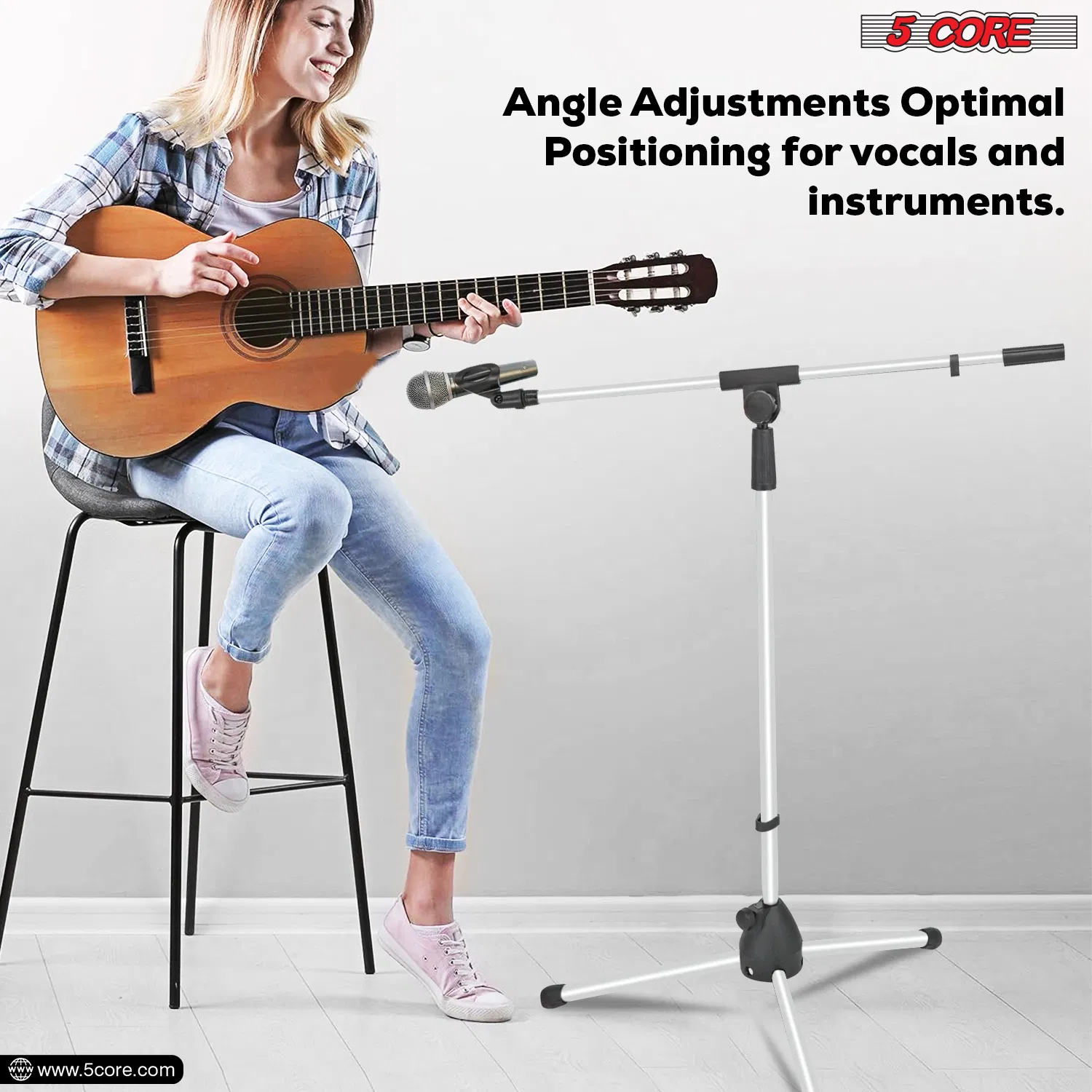 5 Core Tripod Mic Stand Floor 4Pcs Adjustable 18 to 72 Inches Sturdy Boom Arm Holder Microphone Stands Pedestal Para Microfono for Singing photo 4