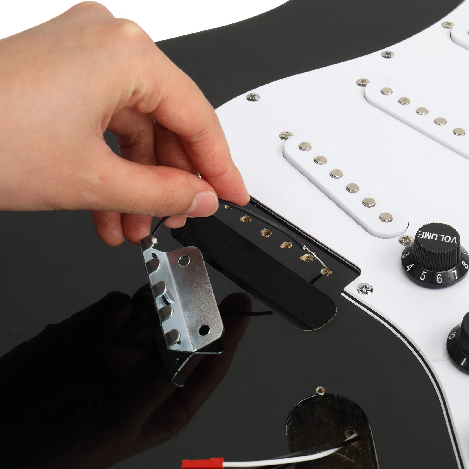 DIY 6 String ST Style Electric Guitar Kits with Mahogany Body, Maple Neck and Accessories Black photo 2