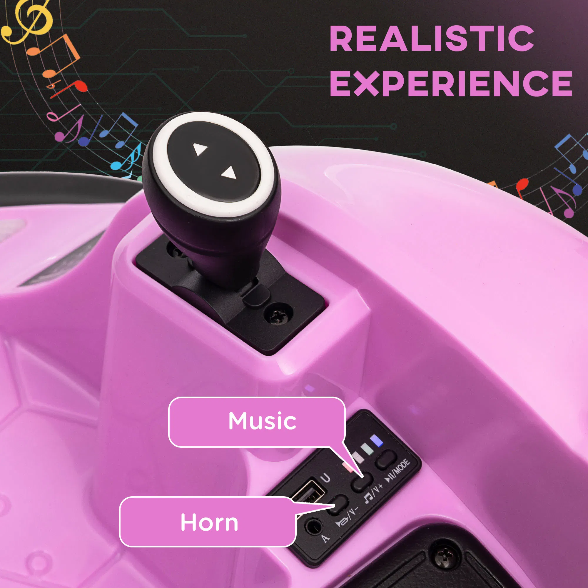 12V Bumper Car for Toddlers, Ride On Car with 360 Degree Remote Control, Lights Music Horn, for 1.5-5 Years, Pink photo 2