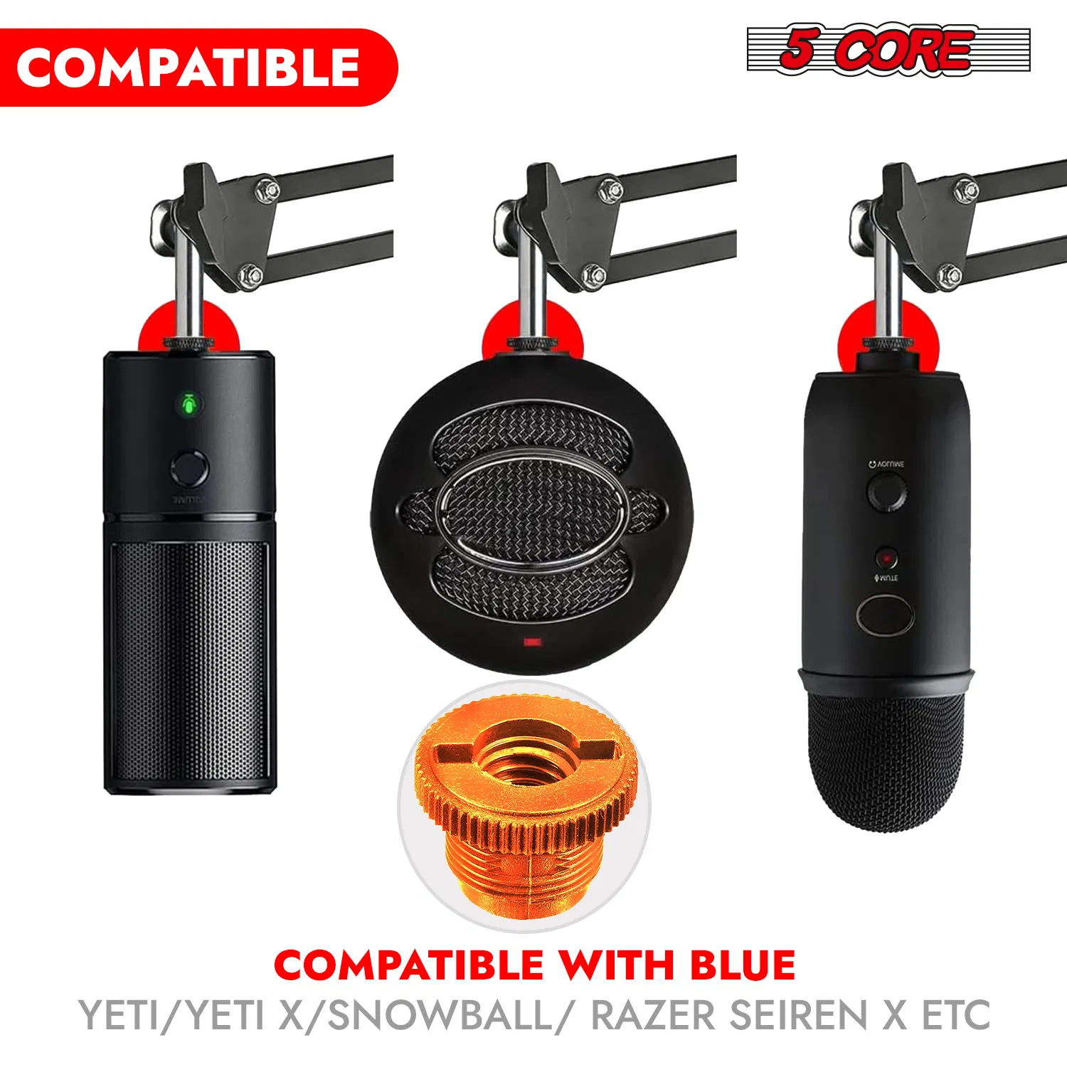 5 Core Microphone Stand Adapter Pack 5/8 M to 3/8 F, 3/8 M to 5/8 F, ¼ photo 5