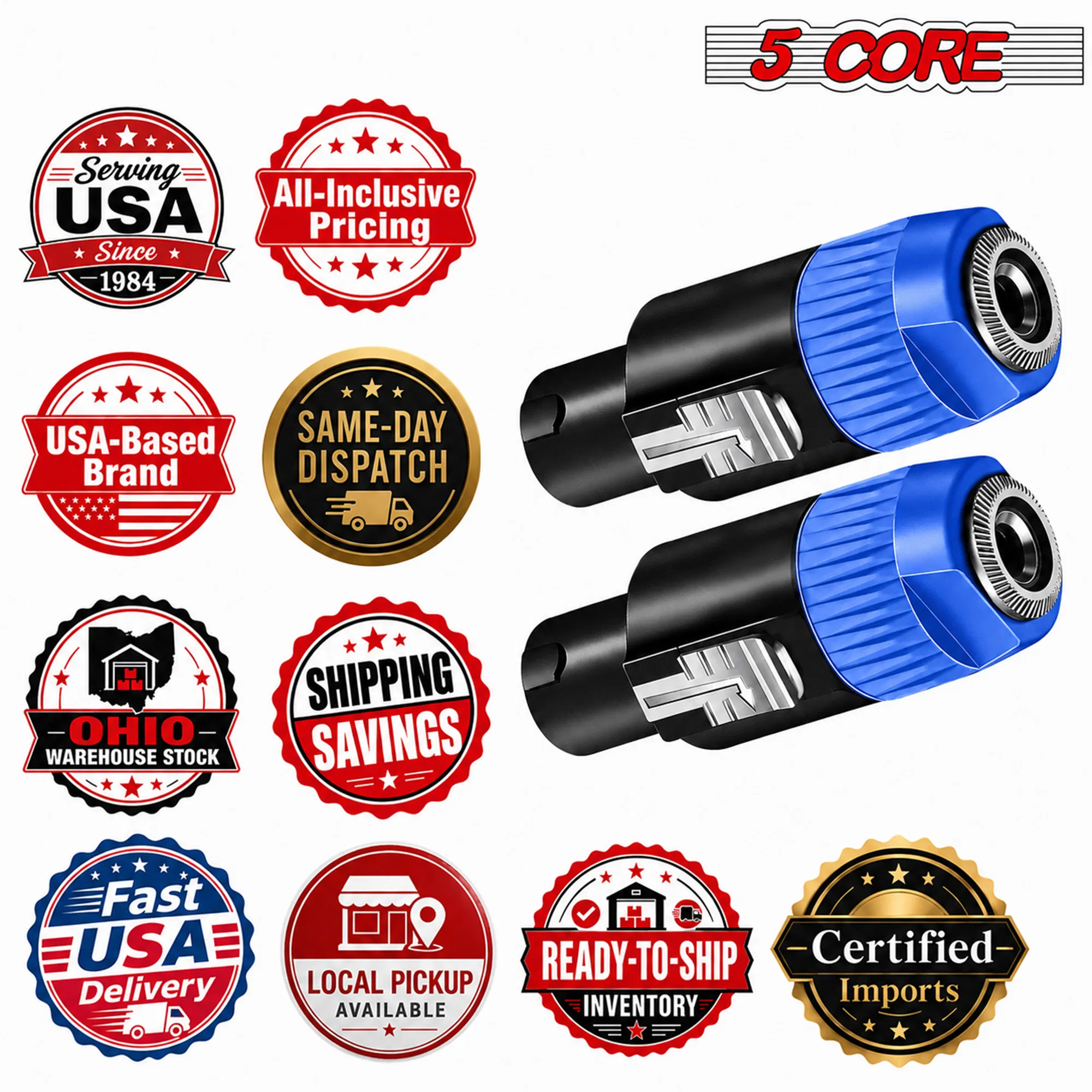 5 Core Speakon Adapter High Quality Audio Jack Male Audio Pin Speaker Adapter Connector photo 5