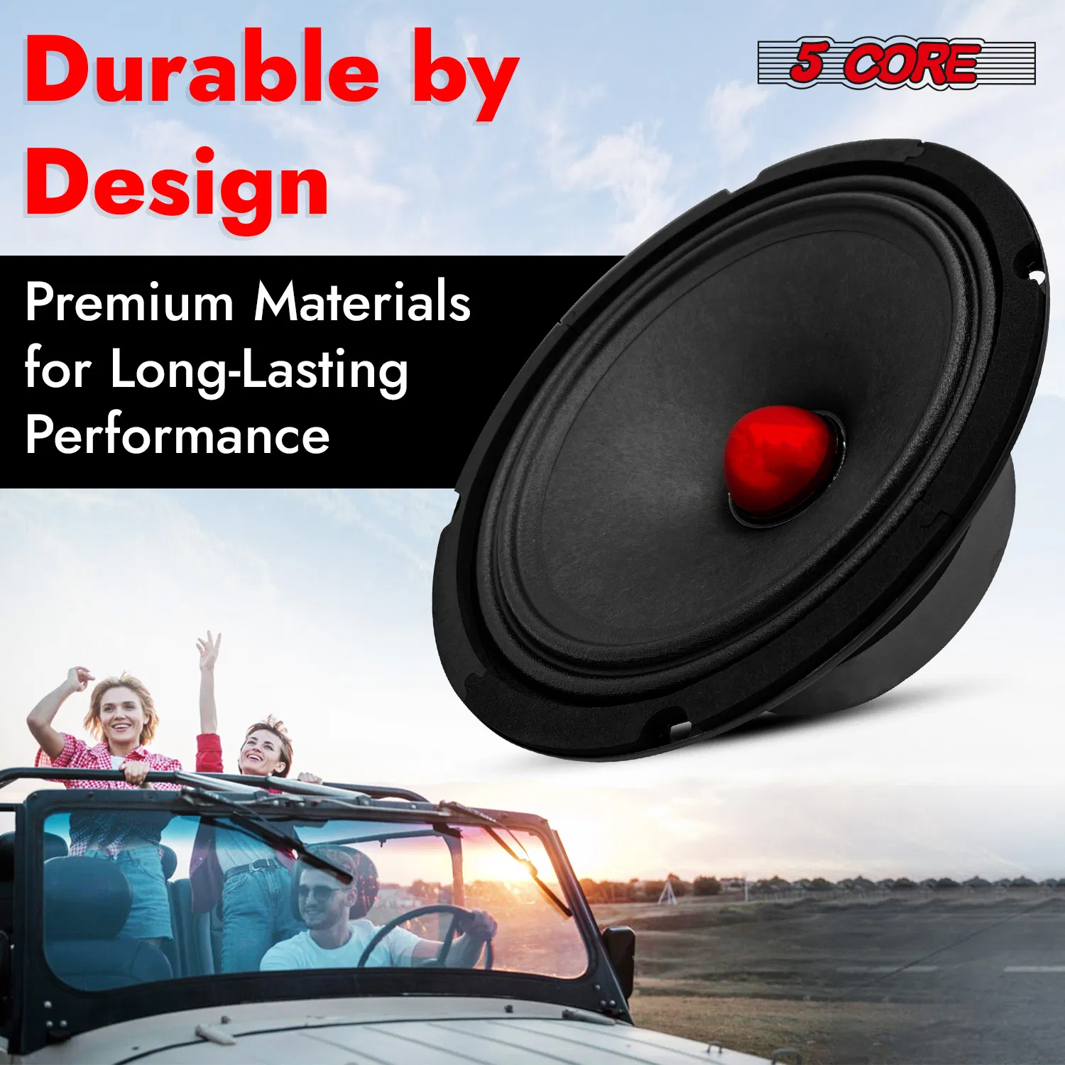 5Core 8 Inch Midrange Door Speaker 500W Subwoofer w Aluminum Bullet 4Ω/8Ω Sub Woofer photo 8