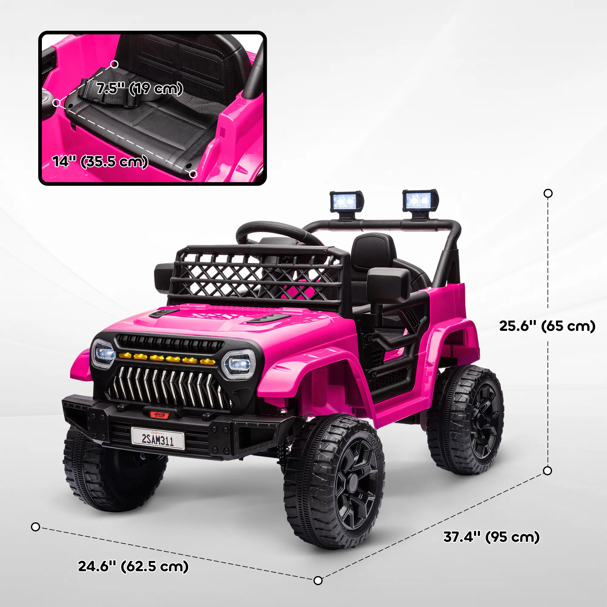 12V Ride on Truck, Electric Car for Kids with Remote Control, Suspension, 3 Speeds, USB Music Headlights, Pink photo 6