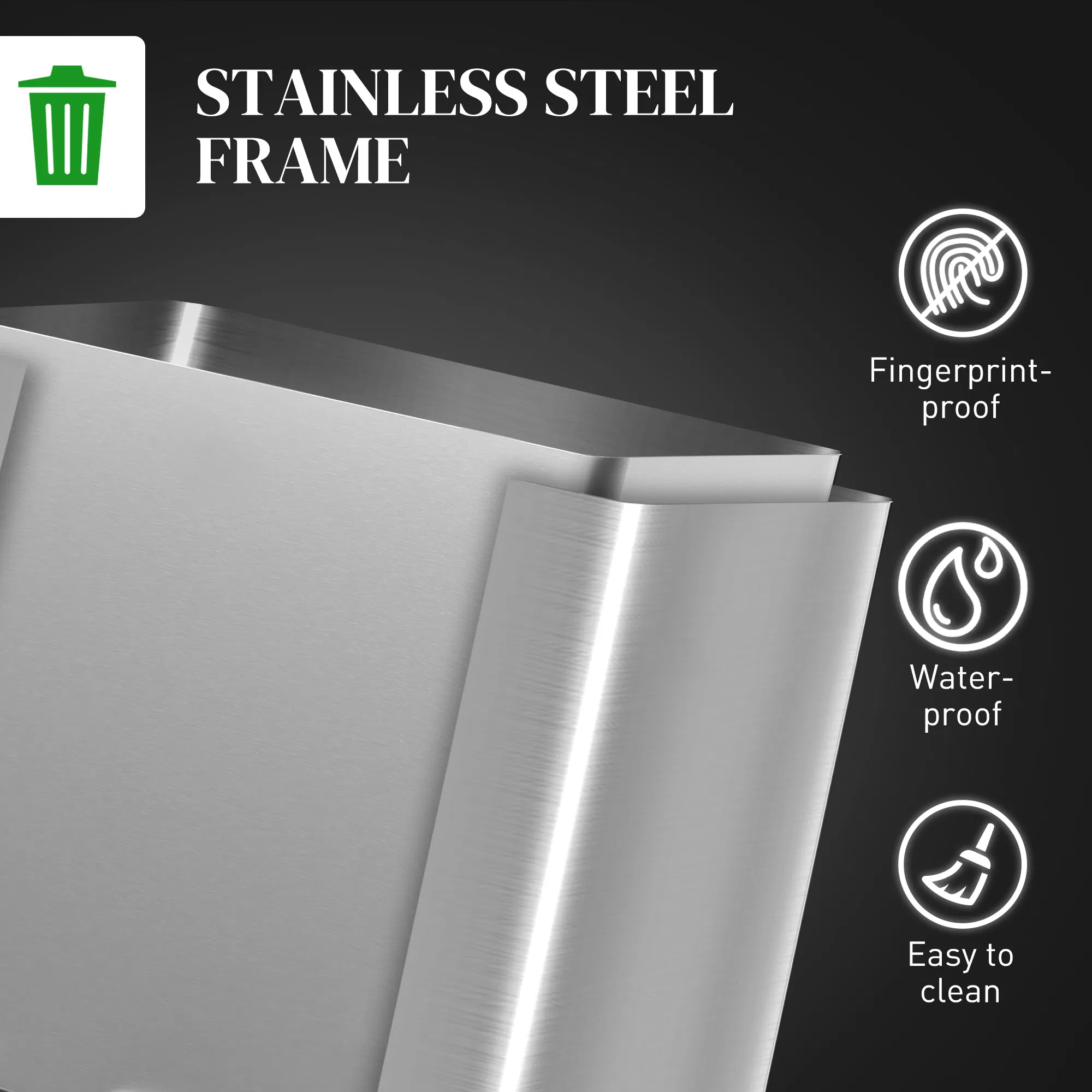 2 x 20 Liter Garbage Bin, Stainless Steel Garbage Can with Soft-Close Lid and Removable Inner Buckets, Silver photo 6