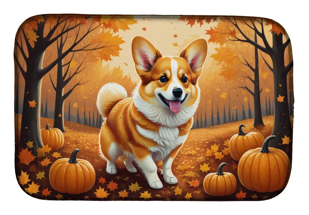 Corgi Fall Dish Drying Mat Absorbent Dish Drying Mat Pad for Kitchen Counter Dish Drainer Mat for Countertop, 14 x 21", Multicolor photo 8
