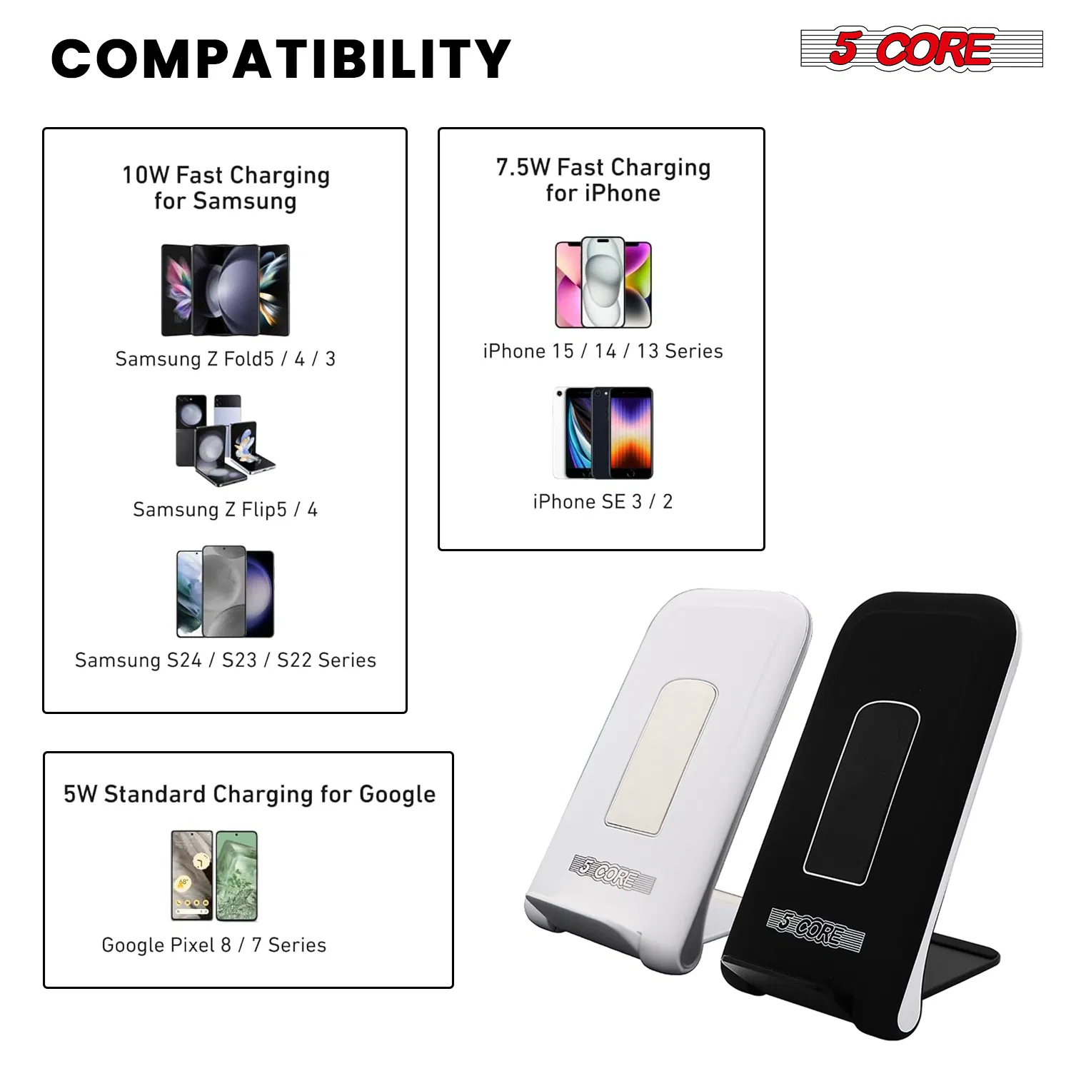 5 Core Wireless Charging Pad 15W Qi-Certified Max Fast Wire Less Phone Charger Glass Top Slim USB-C photo 2