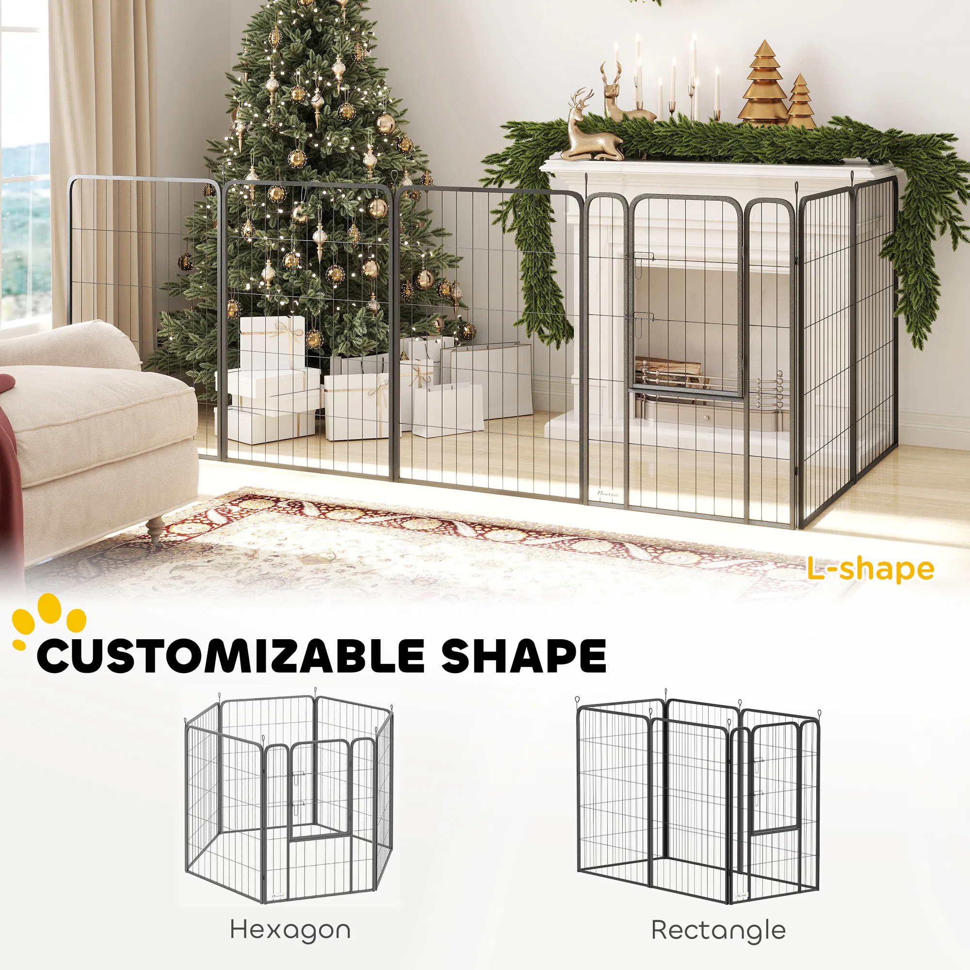6 Panels Heavy Duty Dog Playpen Outdoor Indoor with Door & Strap, 39" Height Portable & Foldable Pet Playpen photo 6