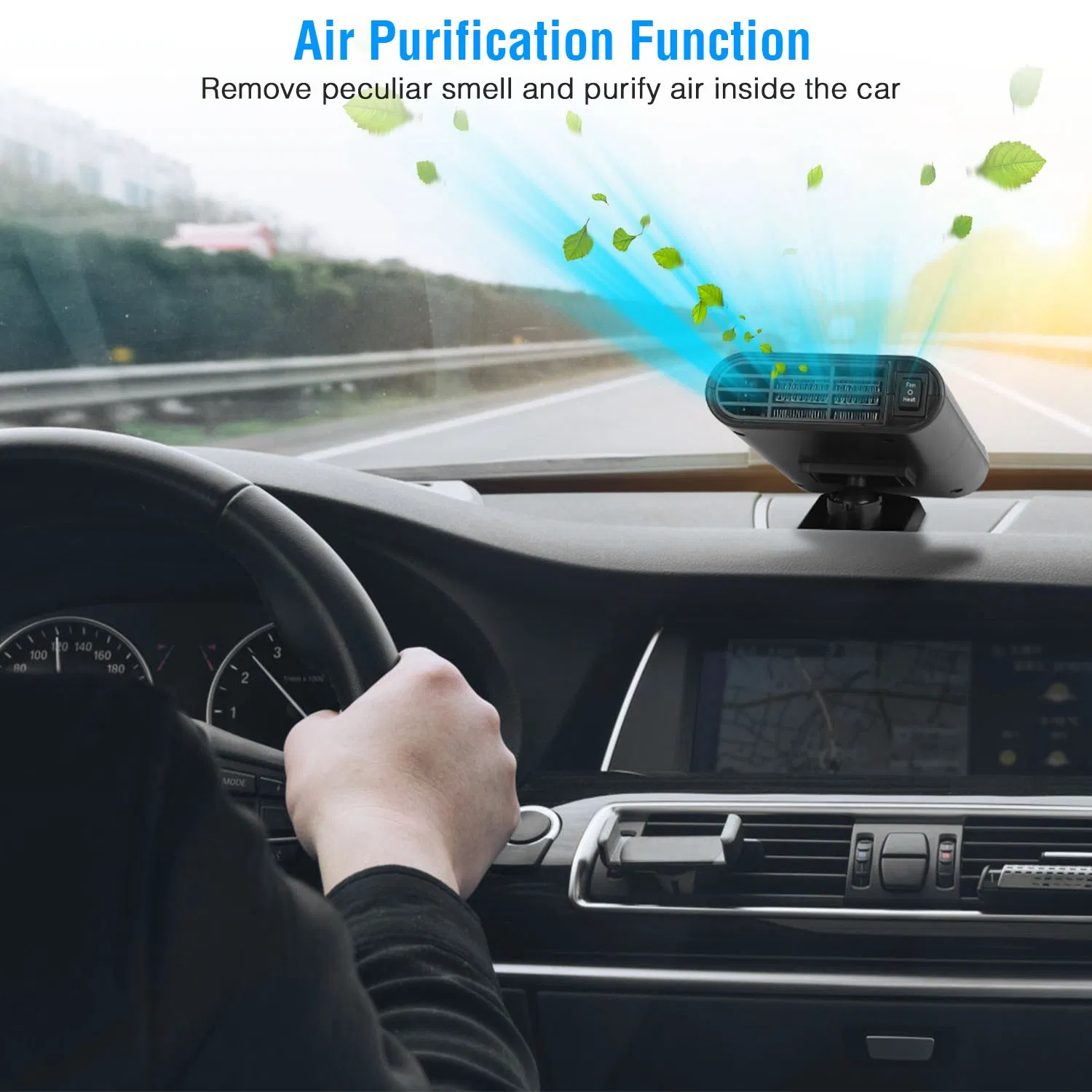 12V 150W Portable Car Heater Heating Fan 2 In 1 Defroster Defogger Demister Windshield Heater Automotive Cooling Fan with Air Purification 360° Rotating Base photo 2