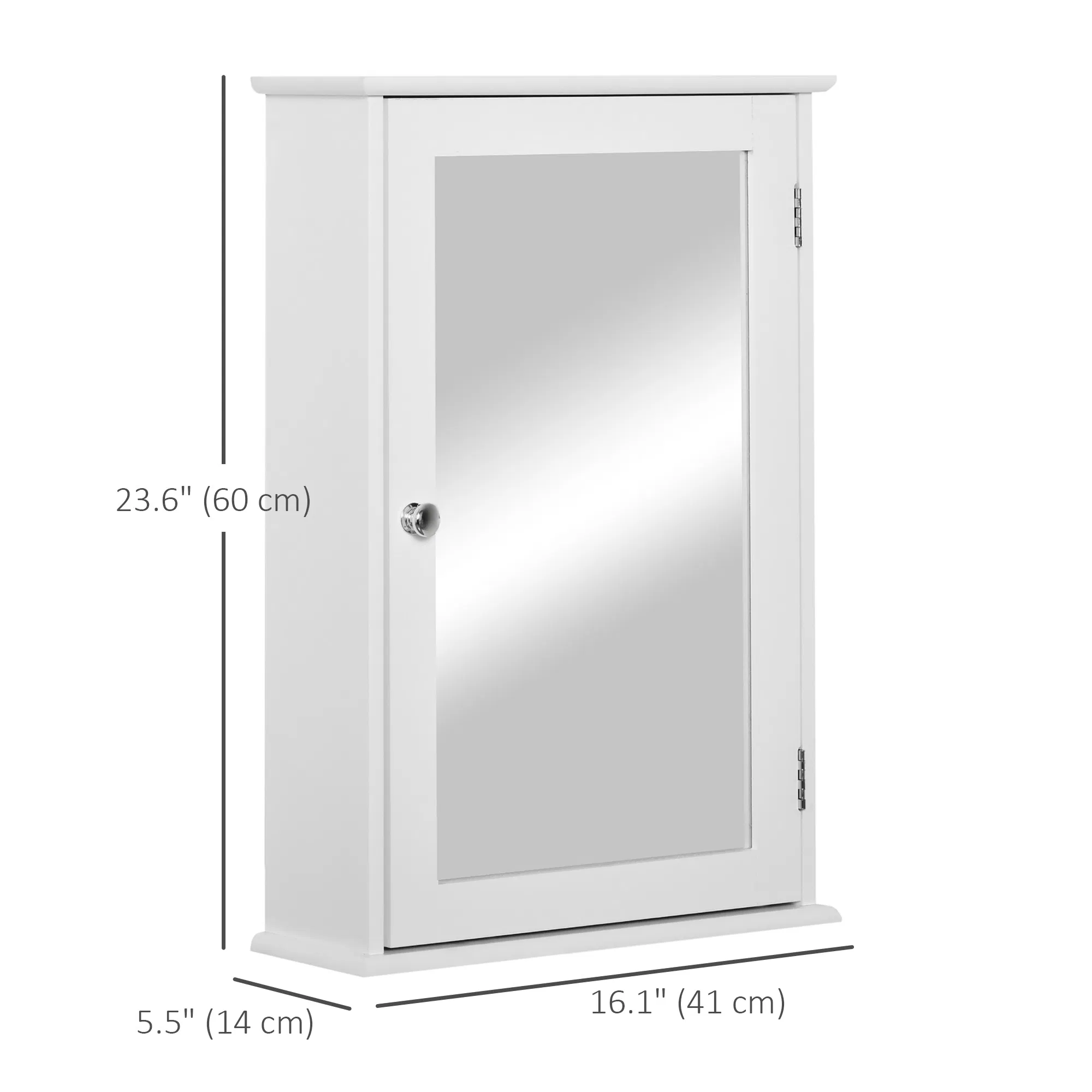 Bathroom Mirror Cabinet, Wall Mounted Medicine Cabinet with Door and Shelves, White photo 2