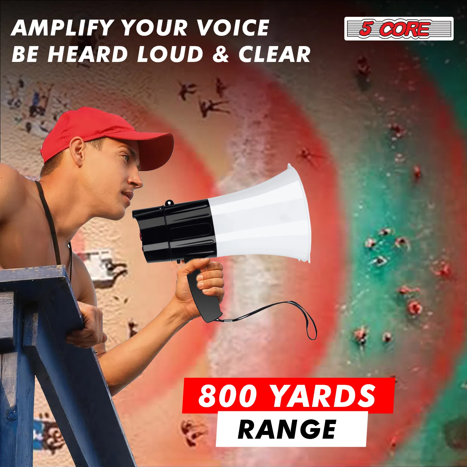 5 Core Megaphone 30W Bull Horn PA Speaker w 800 Yards Range Siren Loud Megafono for Sports & Coaches photo 8