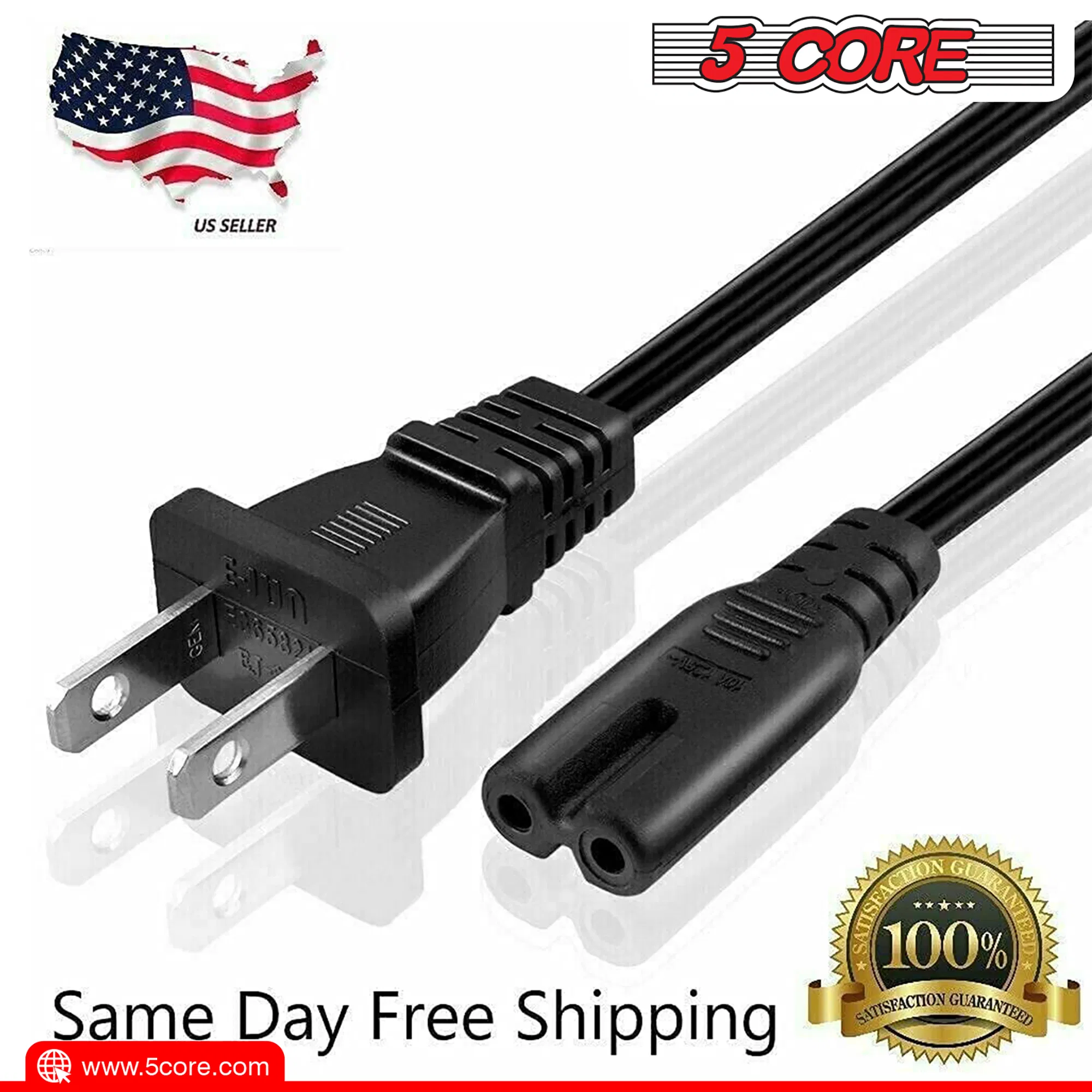 5 Core AC Power Cord 12 Ft ? 2 Prong US Male to Female Extension Adapter ? 16AWG/2C 125V 13A 1/2/5 Pc - PP 1002 photo 5