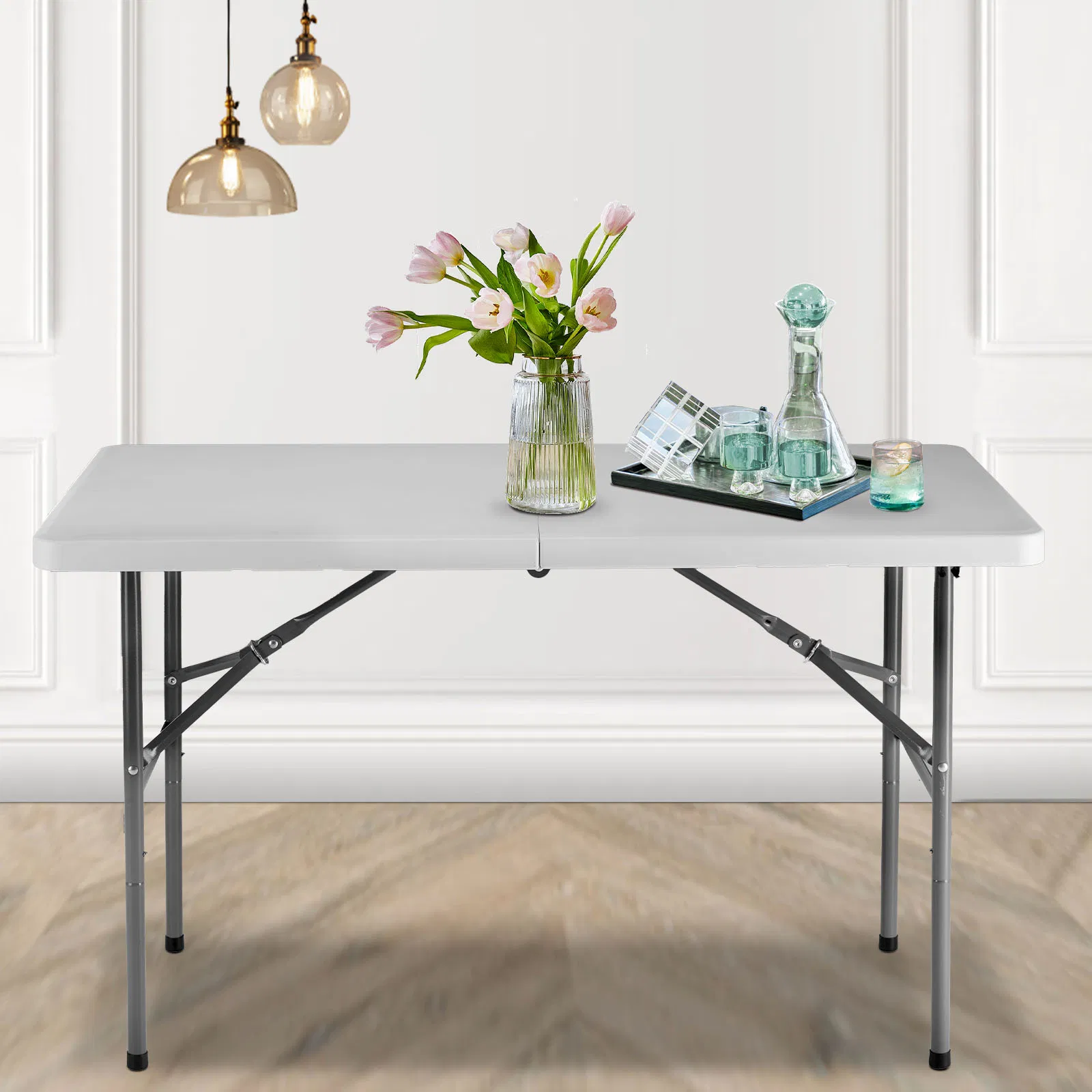 Folding Table Outdoor Indoor Heavy Duty Portable Table with Carrying Handle for Camping Picnic Party photo 3