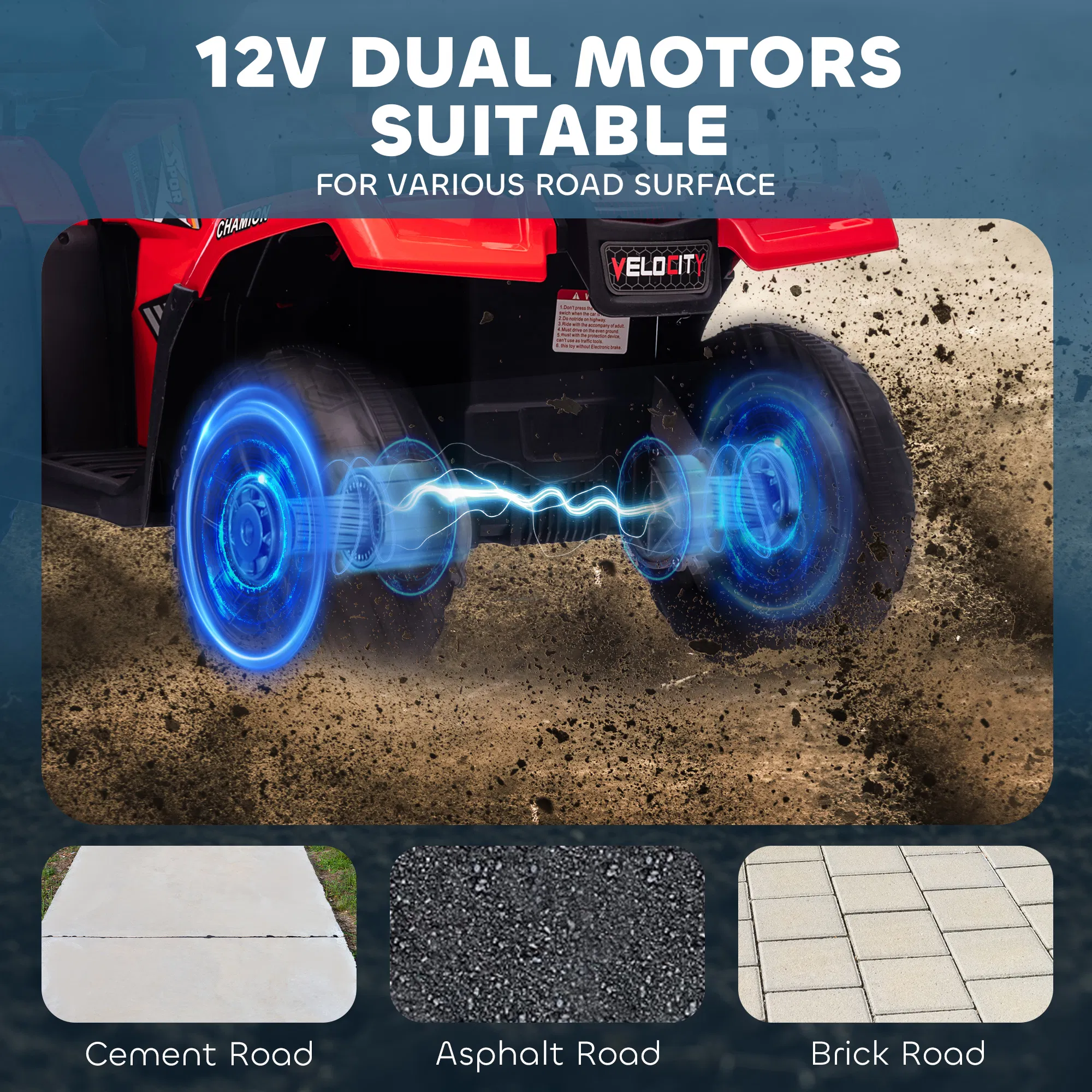 12V Kids ATV Quad, 4 Wheeler Battery Powered Electric Vehicle with Music MP3, Headlights, High Low Speed, Treaded Tires, for Boys and Girls Ages 37-60 Months, Red photo 4