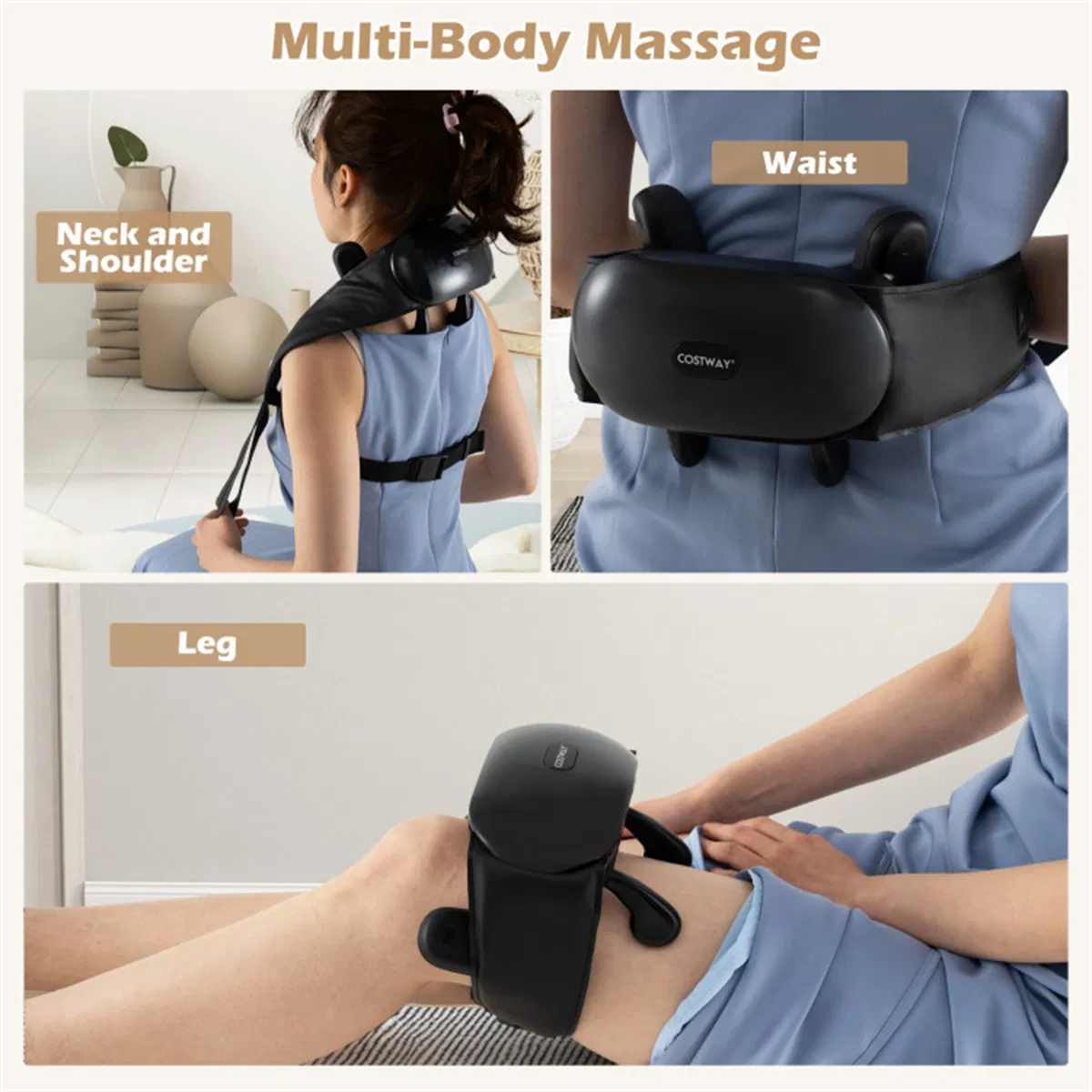 Neck Shoulder Massager - 4D Deep Tissue Kneading, 2 Modes & 2-Level Heat (104-113°F), Hands-Free Straps for Home/Office/Travel photo 4