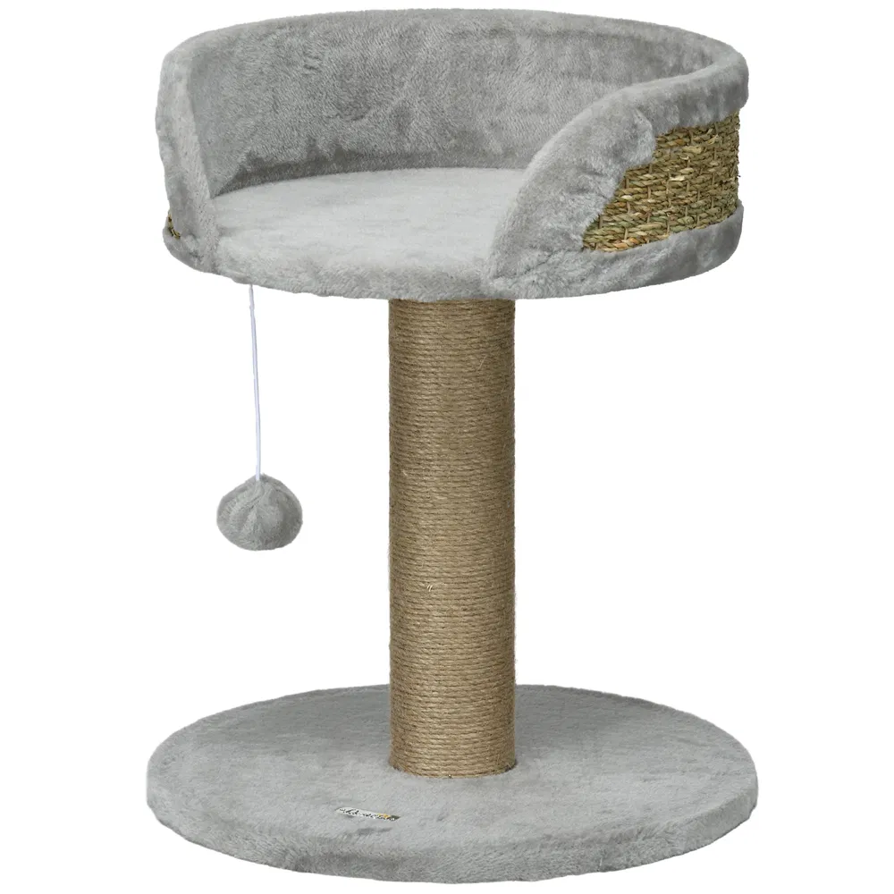 Cat Tree with Scratching Post, Toy Ball, Perch, Small Cat Tower for Indoor Cats - 16" x 16" x 19", Grey photo 7