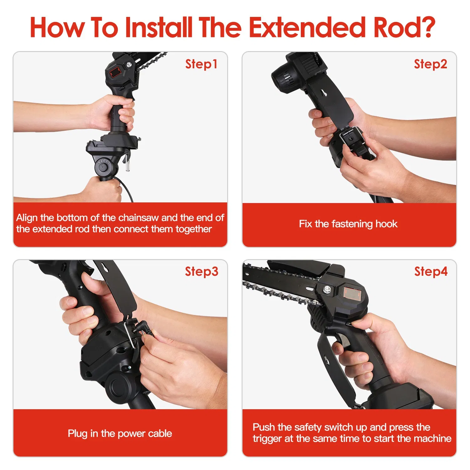 2-in-1 Electric Pole Saws for Tree Trimming, 6 Inch Mini Chainsaw Cordless with Extension Pole, Battery Powered Pole Chain Saw, Tree Trimmer Limb Branch Cutter Pruner with 2 Battery photo 8