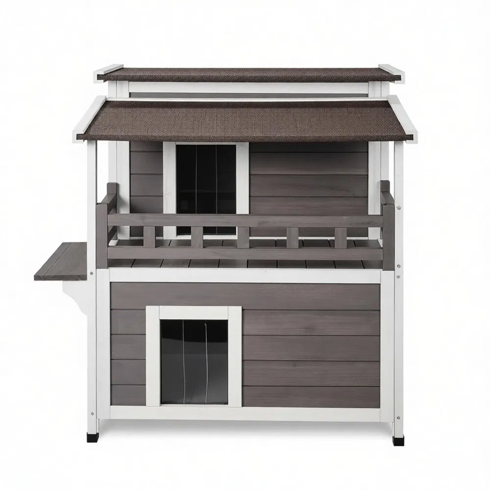 Wooden Cat House with Easy to Clean and Waterproof Protection for Outdoor photo 5