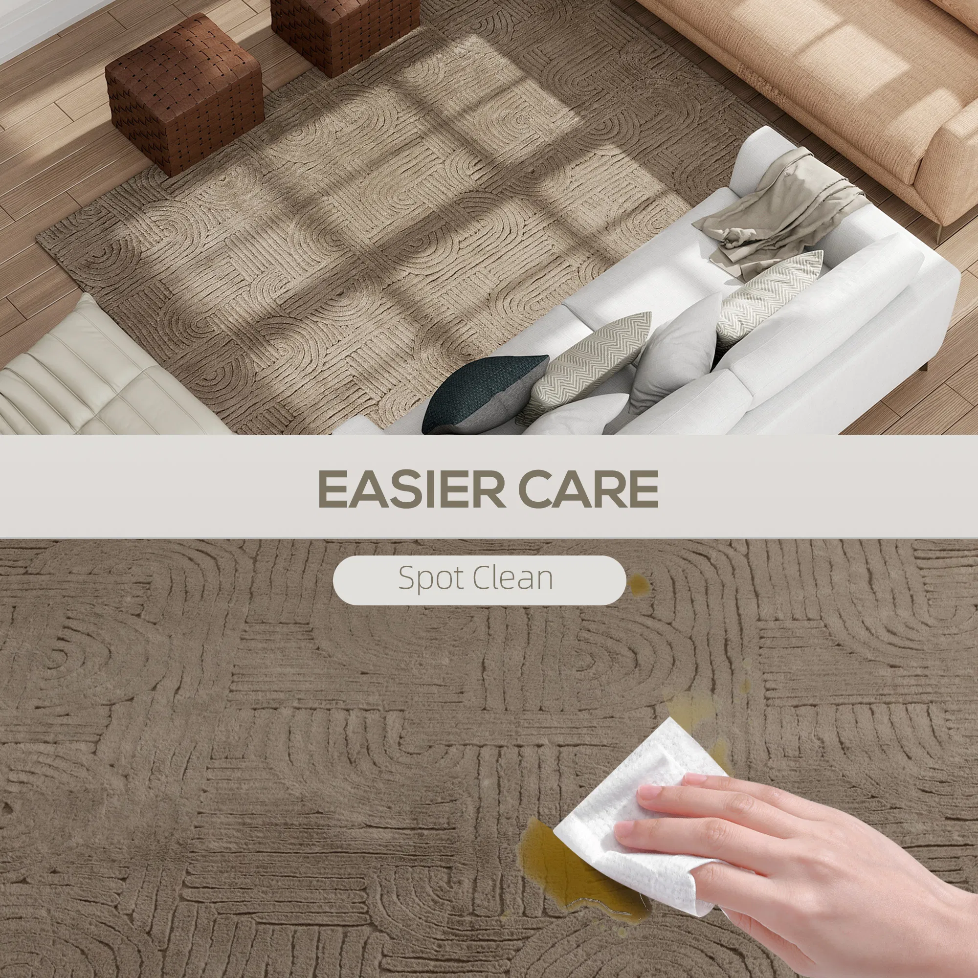 6x9 Area Rug, Luxurious Faux Fur Rug, Non-Slip Floor Carpet for Living Room, Bedroom, Dining Room, Tan photo 5