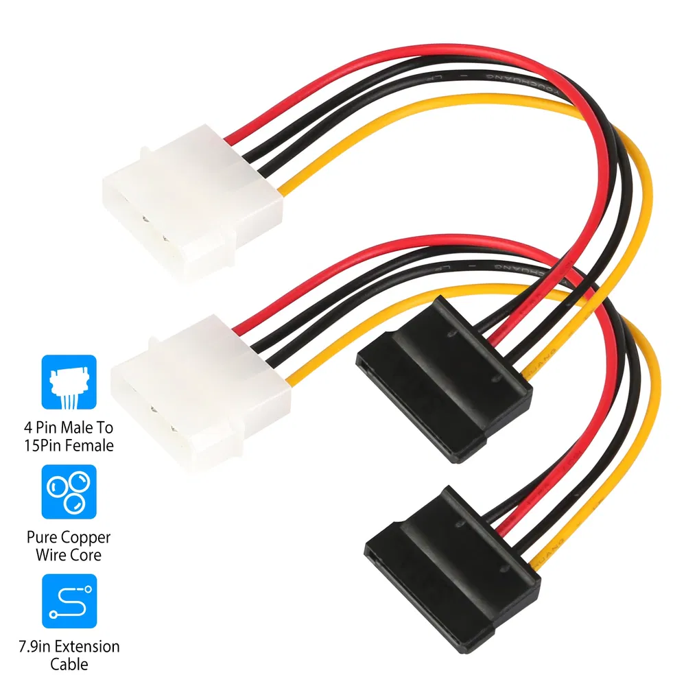 2 Packs 4 Pin Male To 15Pin Female Data Cable Adapter photo 7
