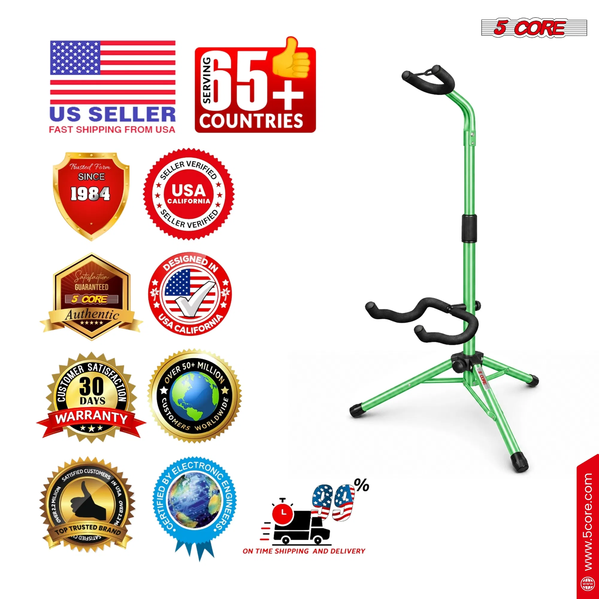 5 Core Guitar Stand Floor Adjustable Heavy Duty w Neck Holder for Acoustic Electric Classic Bass photo 3