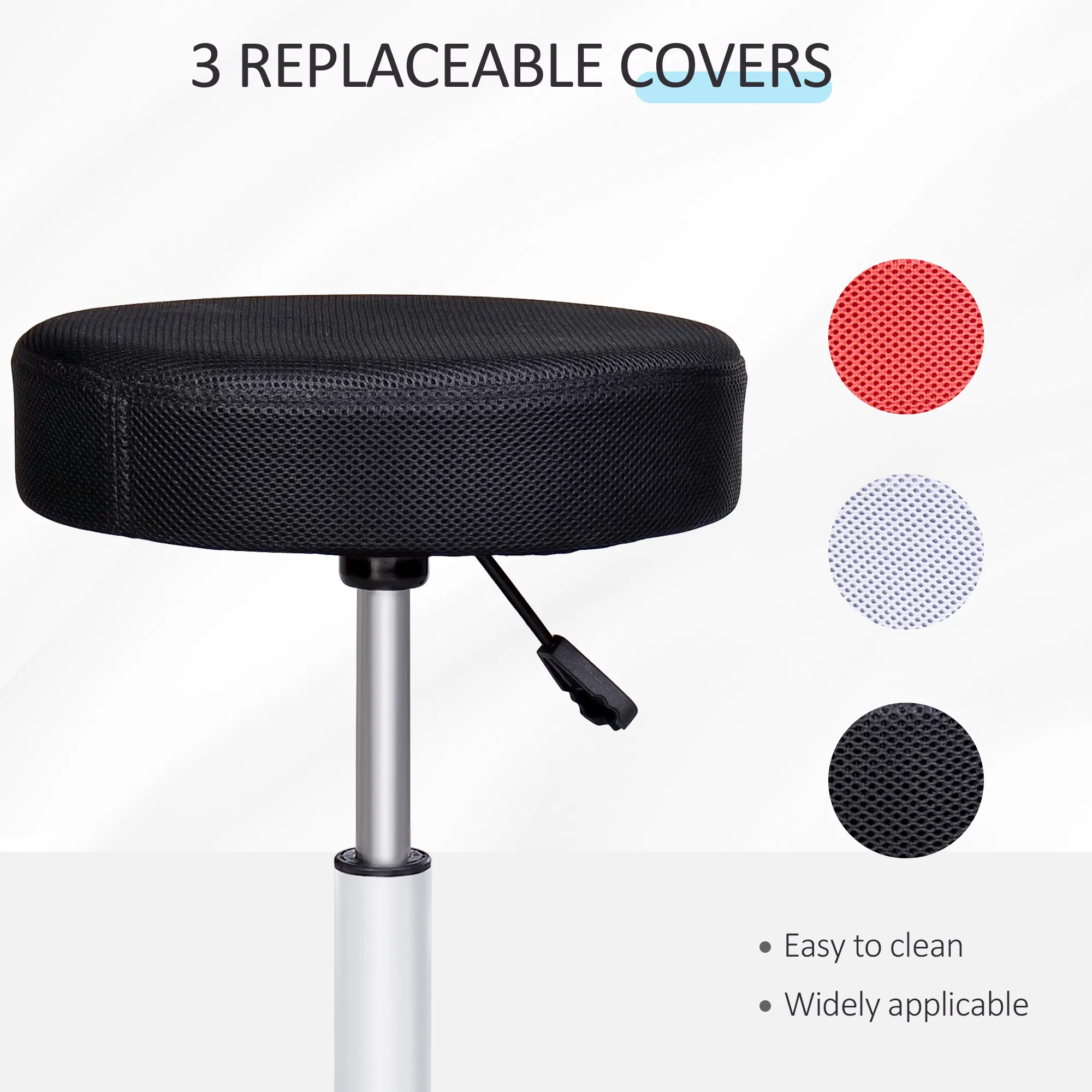 Salon Spa Stool Adjustable Height Rolling Chair Multi Color Comfort Double Nets Cloth Sponge photo 2