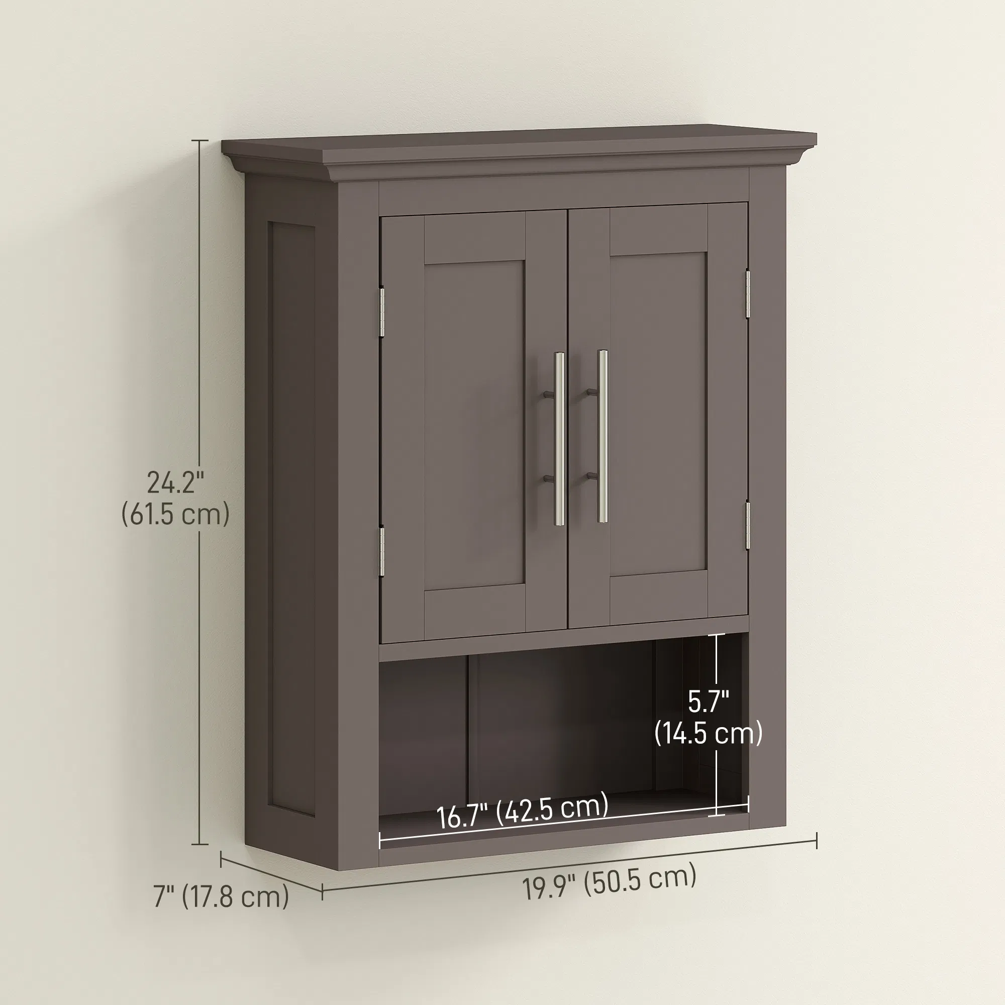 Bathroom Wall Cabinet, Medicine Cabinet, Toilet Storage Cabinet with Shelf for Living Room and Entryway, Brown photo 6