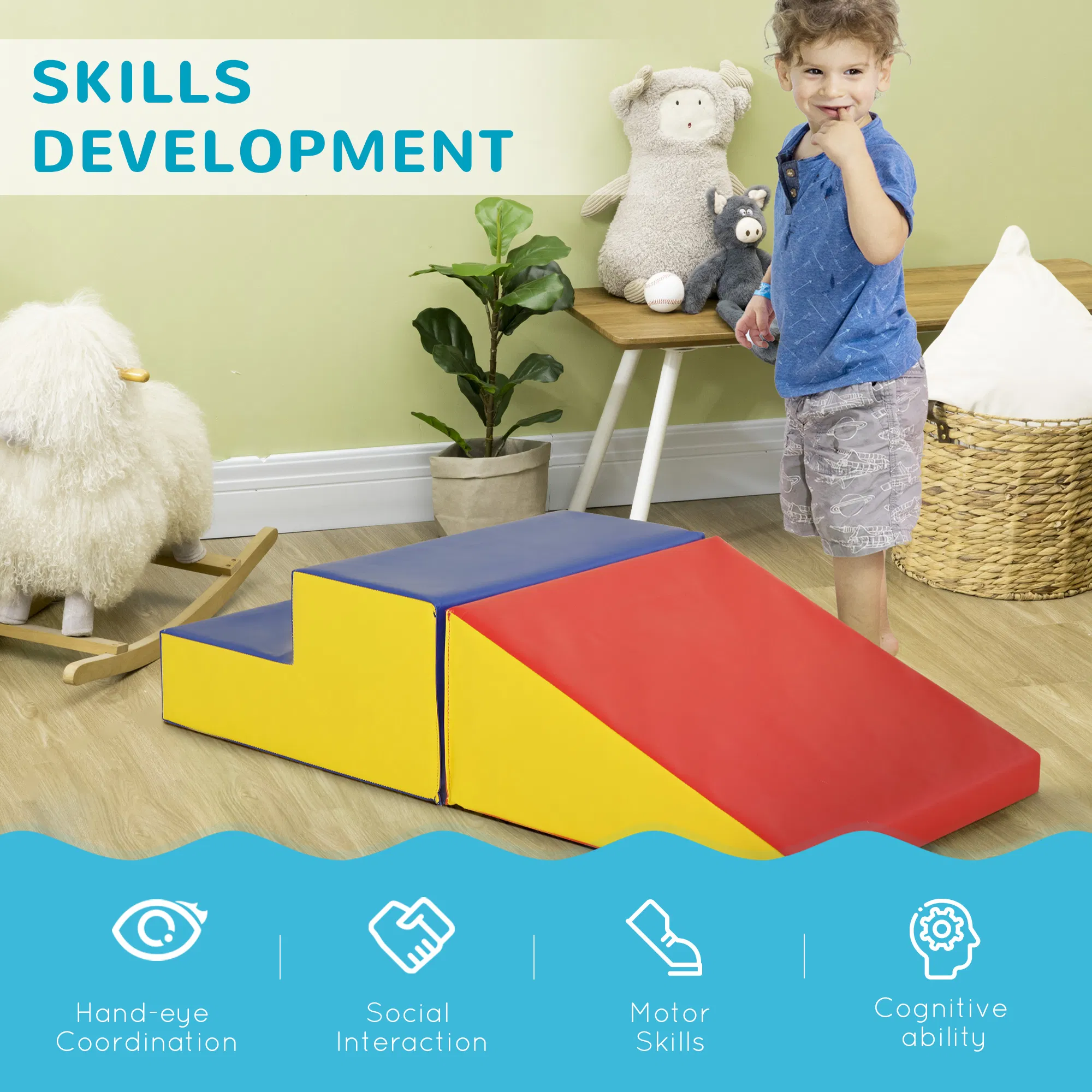 2-Piece Climb and Crawl Activity Soft Play Set, Secure Foam Blocks Playset for Toddler Preschooler Babies Indoor, Activity Structure Play Equipment, Multi-colour photo 5