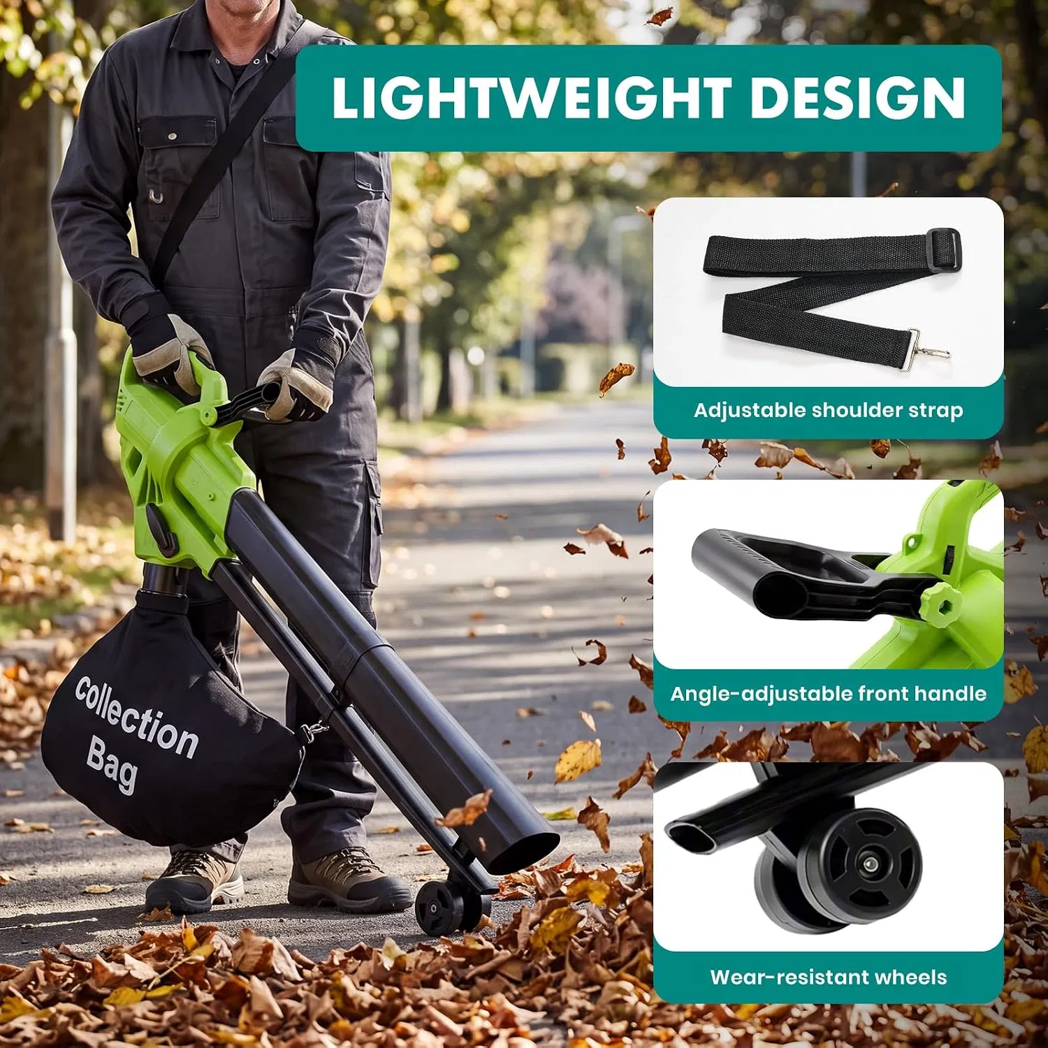 3-in-1 Corded Leaf Blower, Vacuum And Mulcher, 500 CFM 167 MPH Electric Yard Cleaner with 10.57gal Collection Bag photo 6