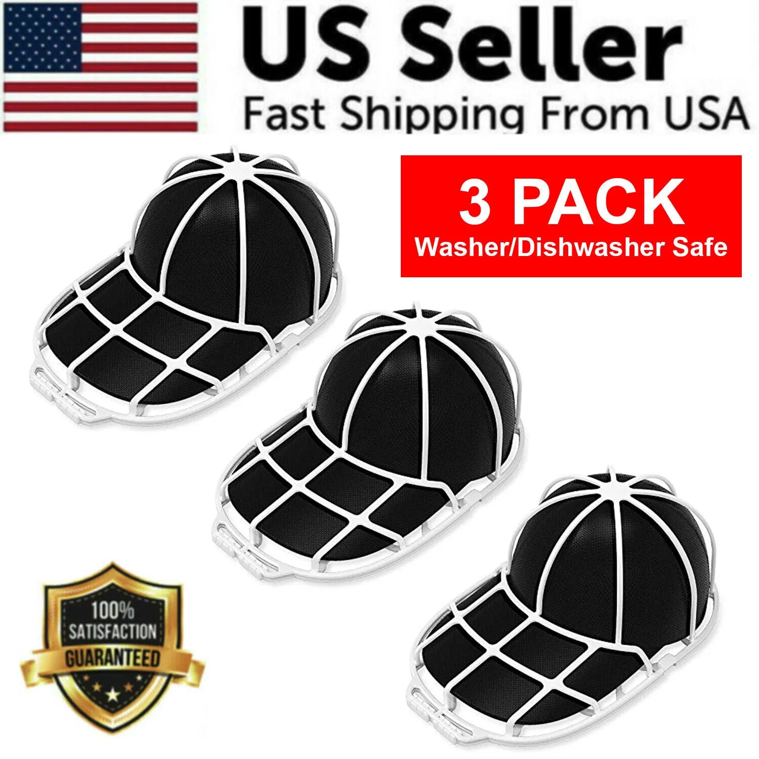 3 Pack Hat Washer Baseball Cap Cleaner Machine Washing Cage Holder Frame Net New photo 1