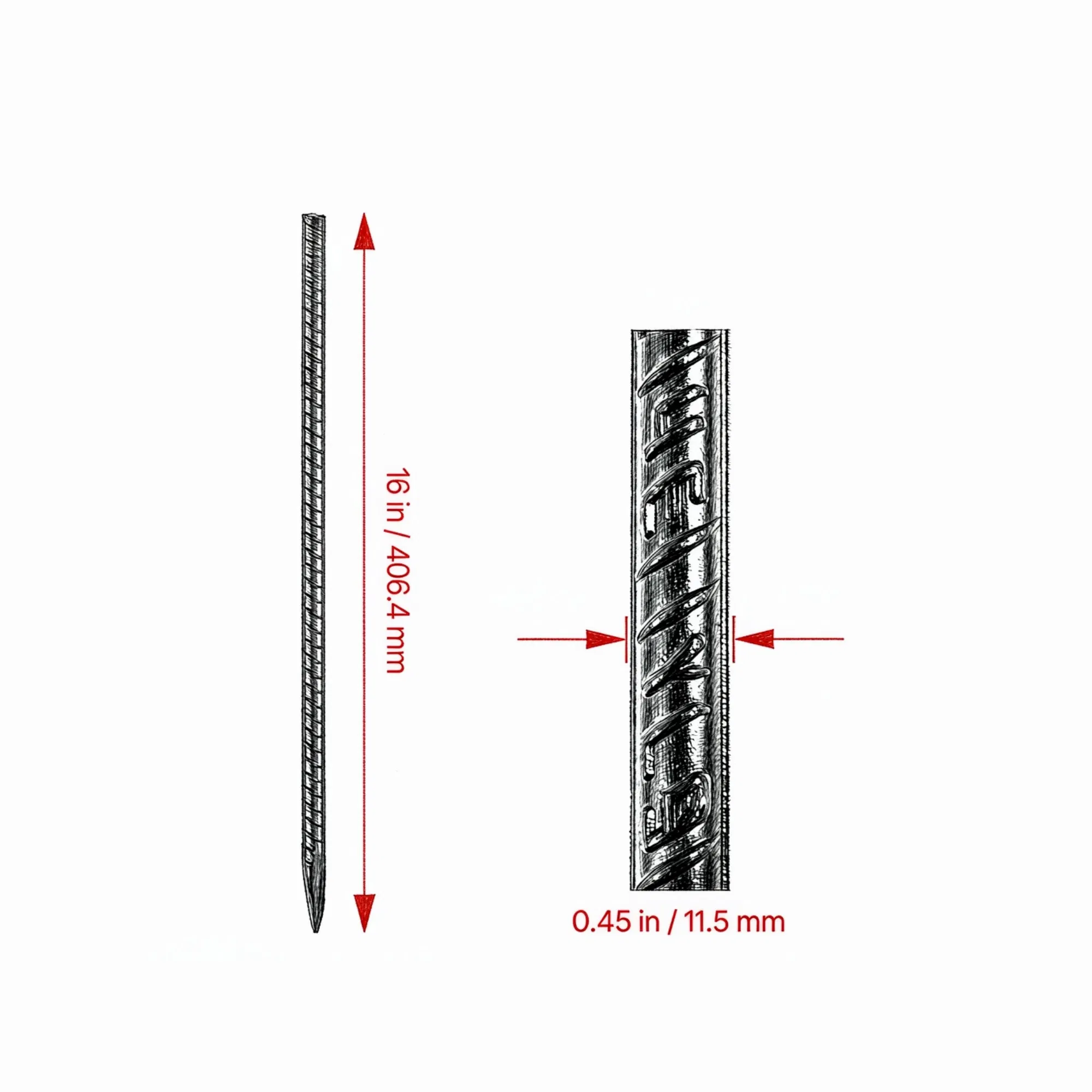 16-Pack 16" Rebar Stakes, Heavy-Duty Ground Anchors for Fencing, Gardening & Camping Tents photo 5