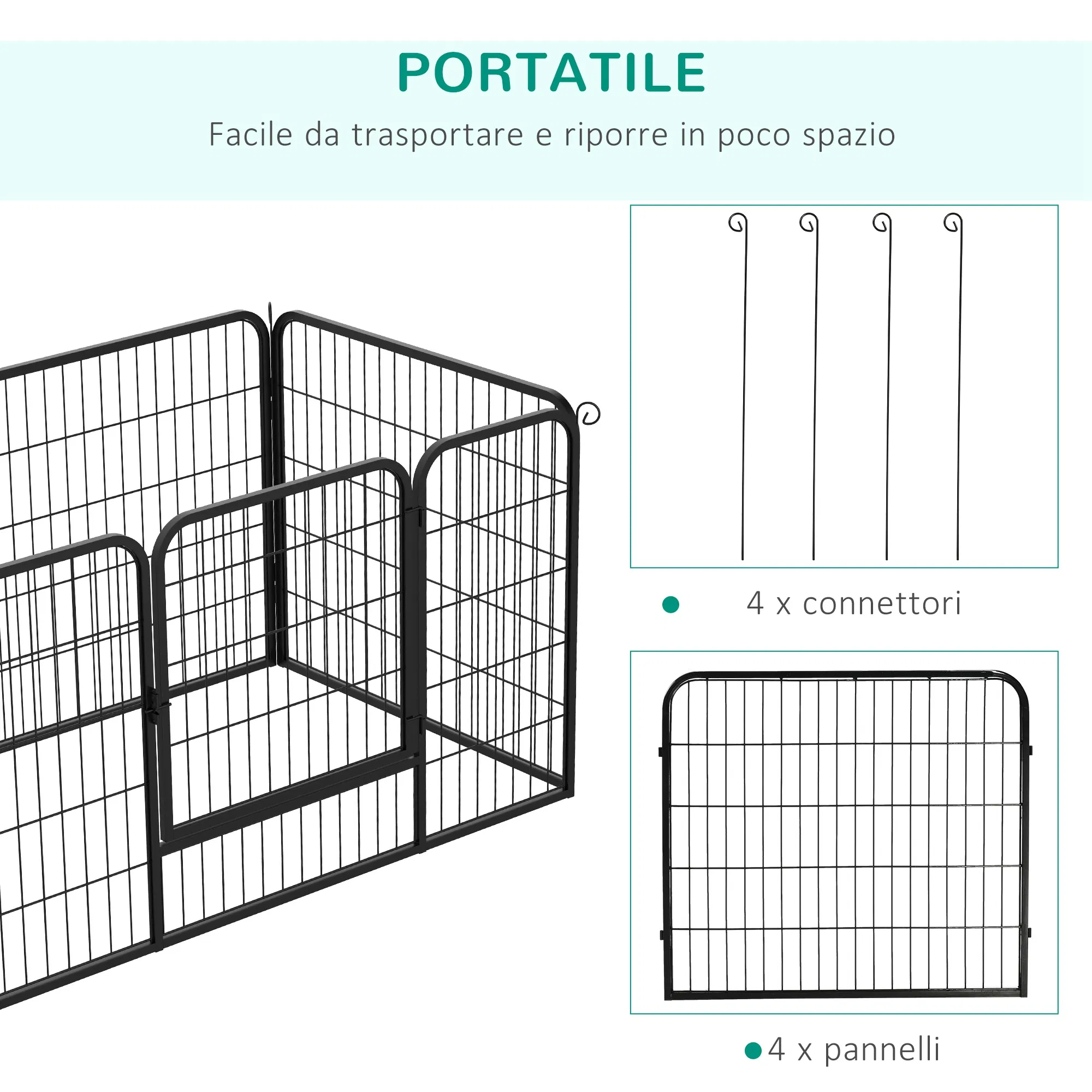 32"W 4-Panel Metal Dog Pen Exercise Pet Playpen Dog Indoor/Outdoor Fence, Black photo 2