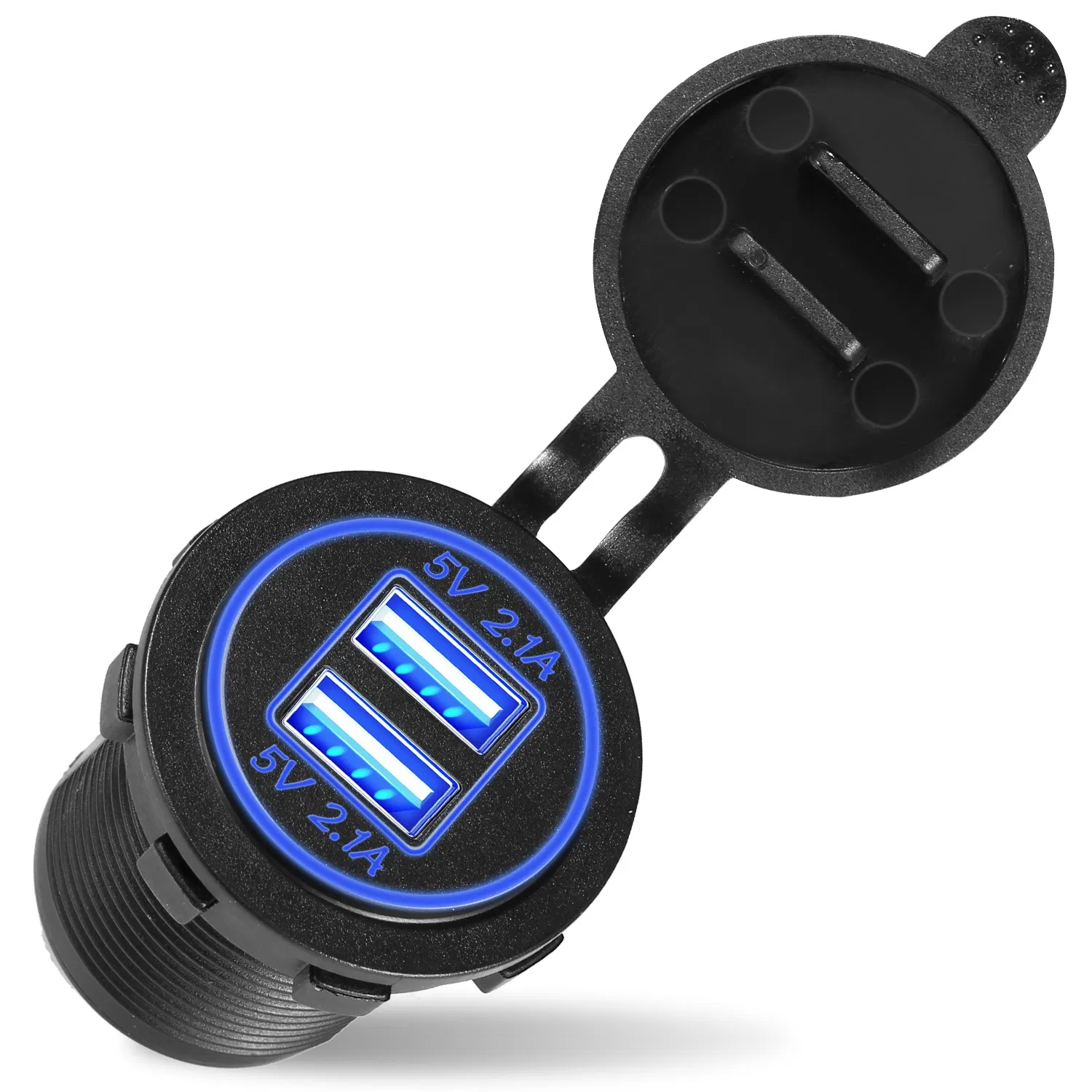 1Pc 2 USB Charger 12V 24V Car Cigarette Lighter Socket Splitter Dual USB 2.1A Outlet Car Charger IP65 waterproof for Car Boat Marine Mobile photo 6