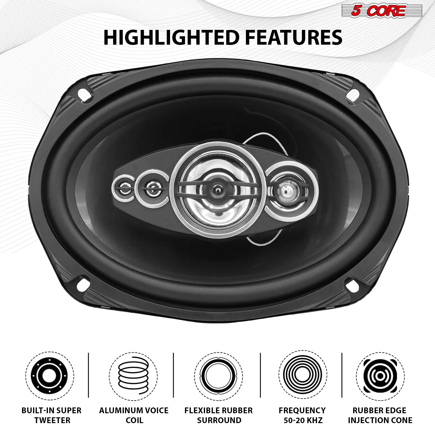 5 Core 6x9 Car Speaker Audio 2-Way/4-Way Coaxial Speaker w Tweeter 2PCS photo 7