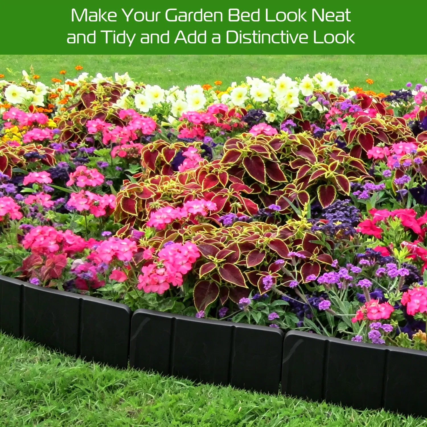 20-Piece 16ft Plastic Garden Edging, Cobblestone-Style Flexible Interlocking Landscape Border, PP Lawn Edging for Yard Flower Bed and Pathway Landscaping photo 6