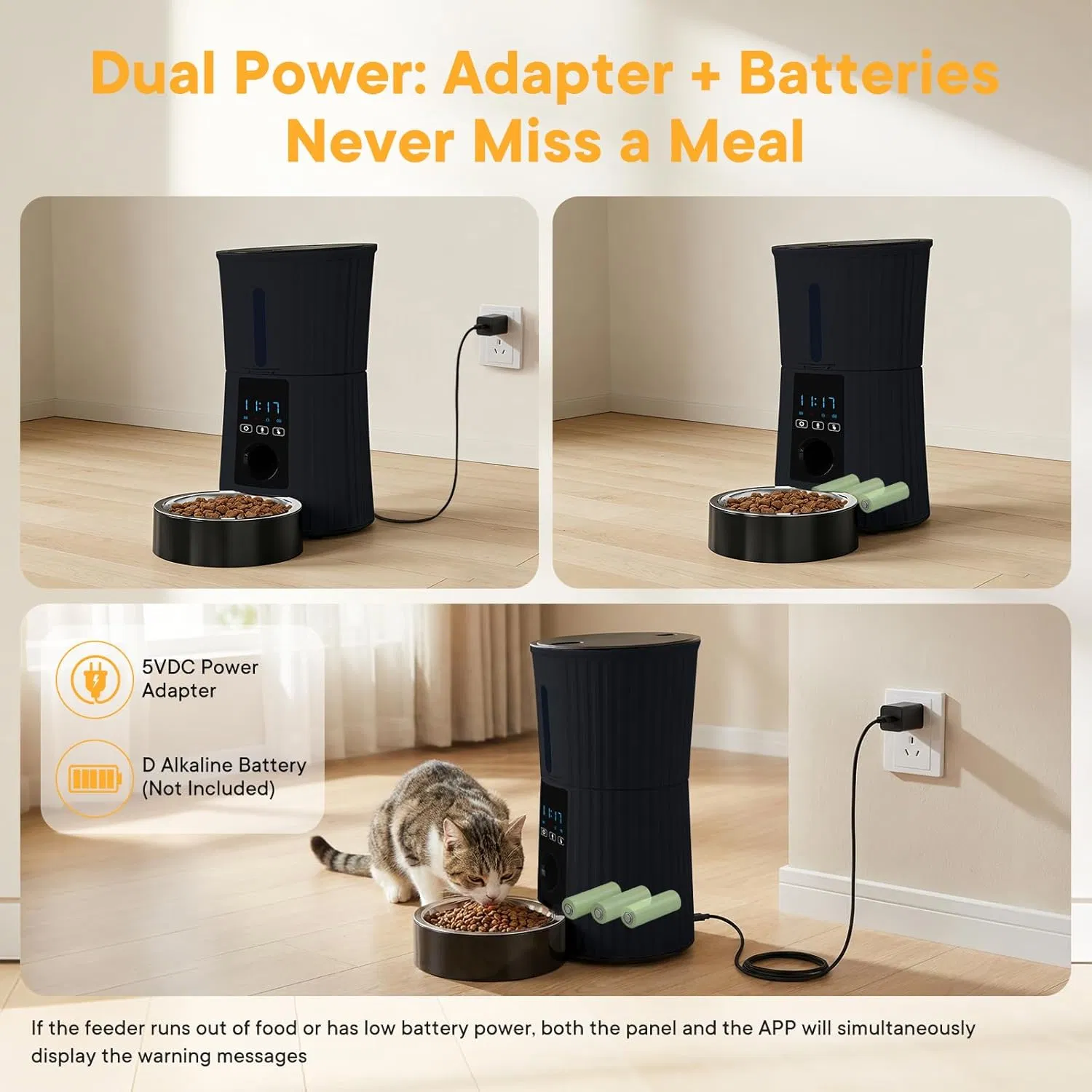Intelligent feeder, equipped with WiFi application control function, a 4-liter capacity intelligent pet food dispenser specifically for cats and dog photo 8