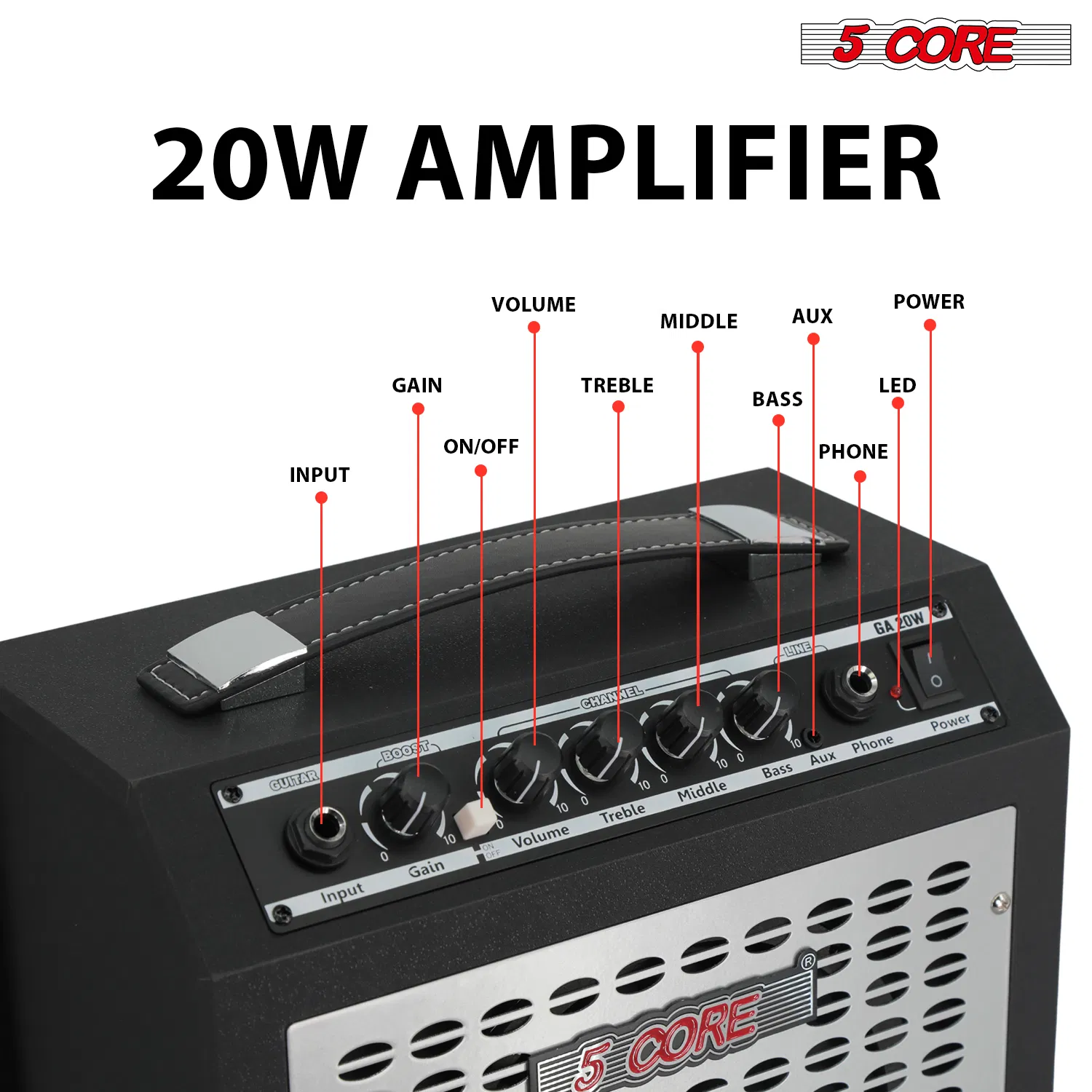 5 Core Guitar Amp Electric Portable Mini Amplifier w Built in Speaker Aux Headphone Jack photo 8