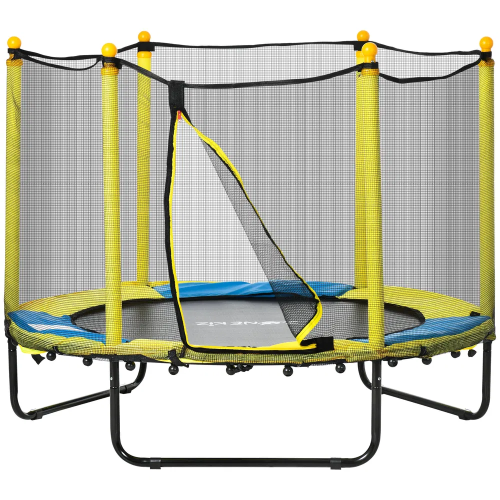 4.6FT Trampoline for Kids with Enclosure Net for Ages 3-10, Indoor Outdoor Use, Yellow photo 7