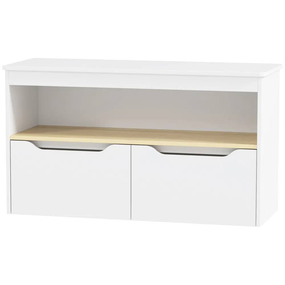 Kids Bookshelf with 2 Drawers, Large Tabletop, Shelf, for Nursery, Kids Room, Bedroom, Living Room, White photo 7