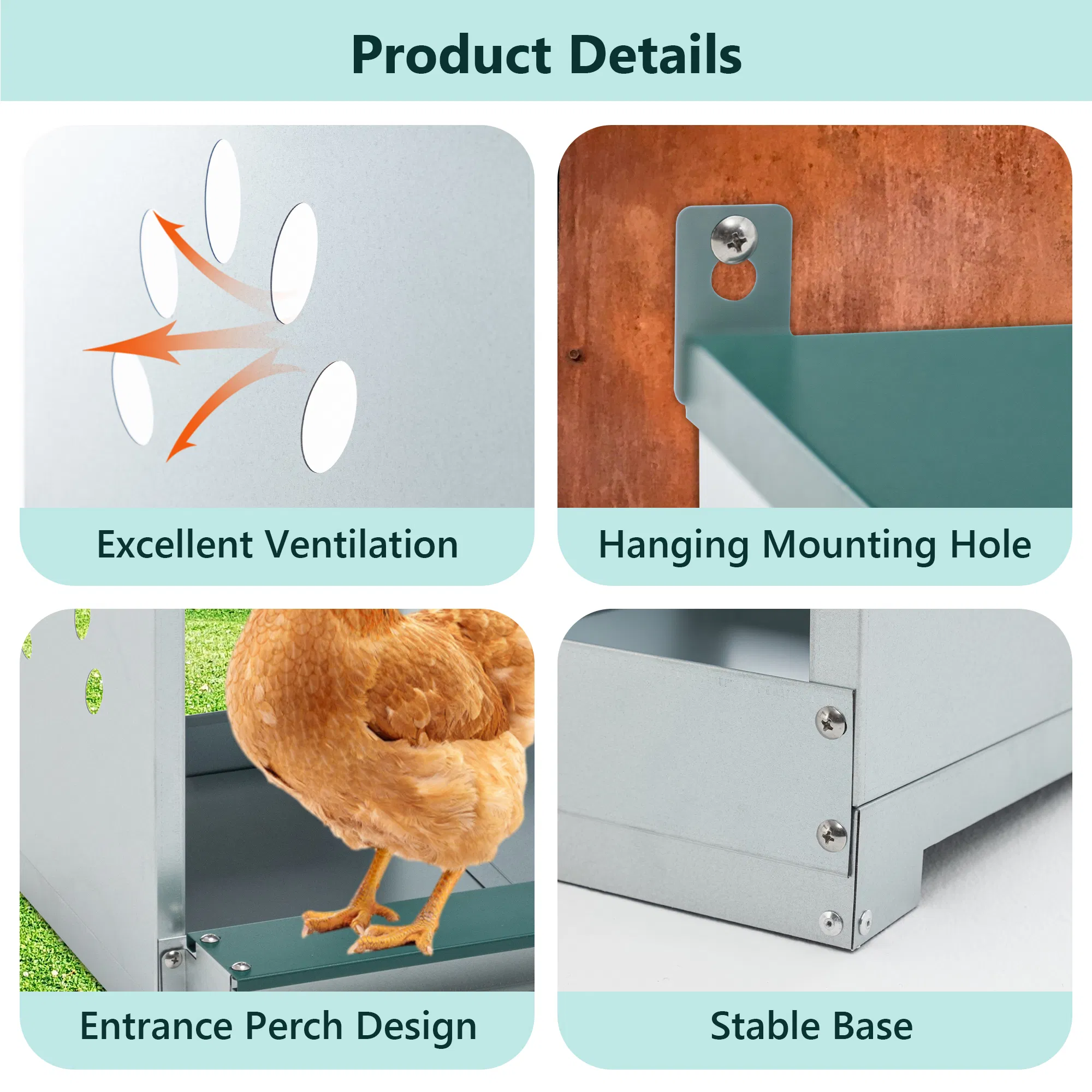 8 Room Metal Chicken Nesting Boxes 8 Compartment Egg Coop photo 3