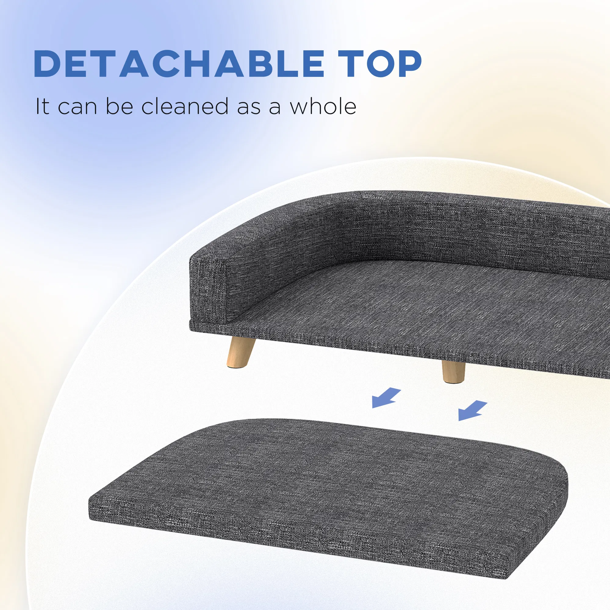 Dog Sofa for Large Dogs with Washable Cover, Anti-slip Foot Pads, Dark Grey photo 5