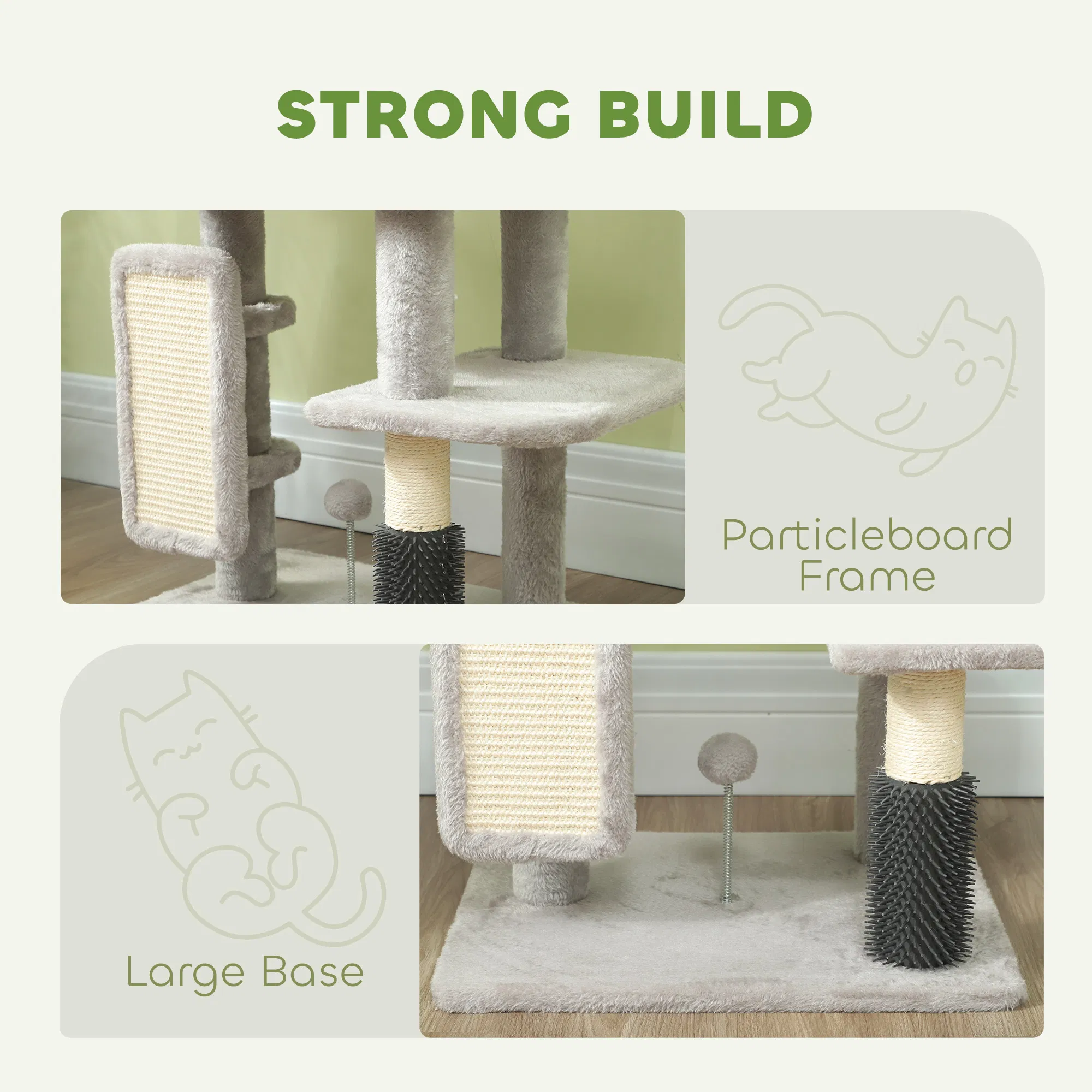 41 Inch Cat Tree with Scratching Posts, Cat Bed, Condo, Grooming Brush, Jumping Platforms, Toy Balls, Anti-tip Kit photo 5