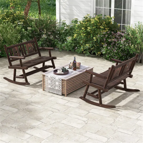 Wooden double rocking chair garden double sofa photo 2