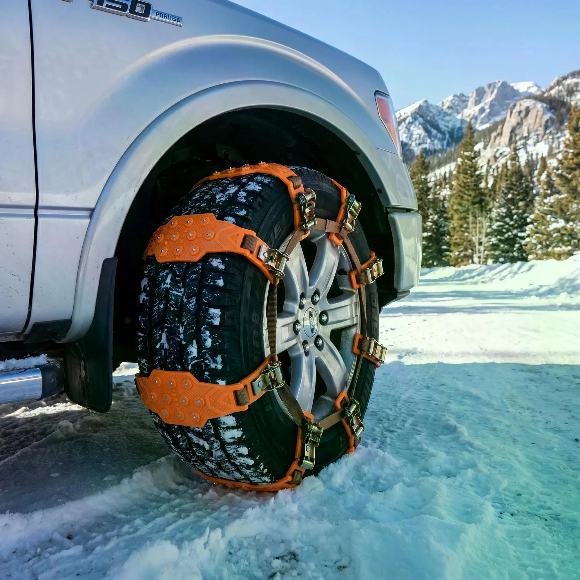 Car Tire Snow Chains 6Pcs Set Universal 165-245mm Thickened Widened Anti-Skid Chains, Ice Breaking Traction for Sedan SUV Off-Road, Winter Emergency Tyre Chains with Storage Bag Gloves Hook Wrench photo 6