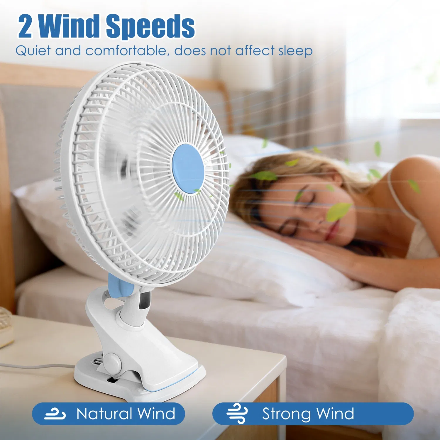 Versatile Clip on Fan, 90° Oscillating 2 Adjustable Wind Speeds Quiet Fan, for Home Office Bedroom Outdoor Use,Clip on Fan with 2 Speed Settings for Home Office Outdoor photo 6