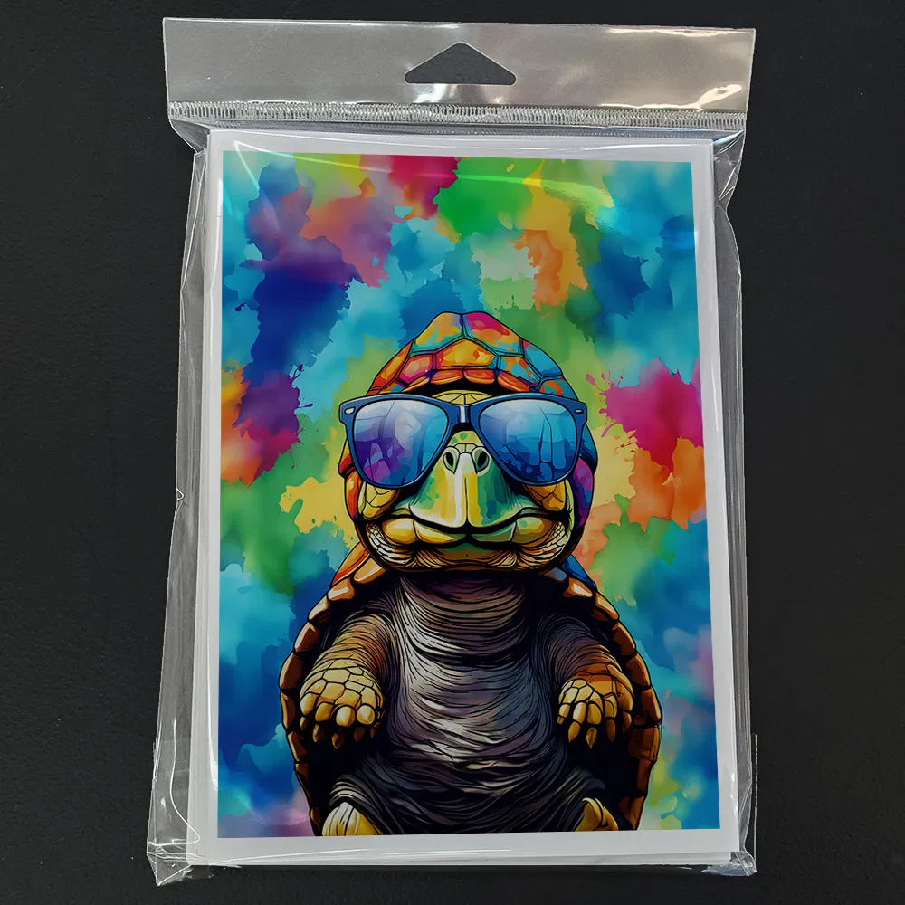 NEW Hippie Animal Tortoise Turtle Greeting Cards Pack of 8 Blank Cards with Envelopes Whimsical A7 Size 5x7 Blank Note Cards photo 2