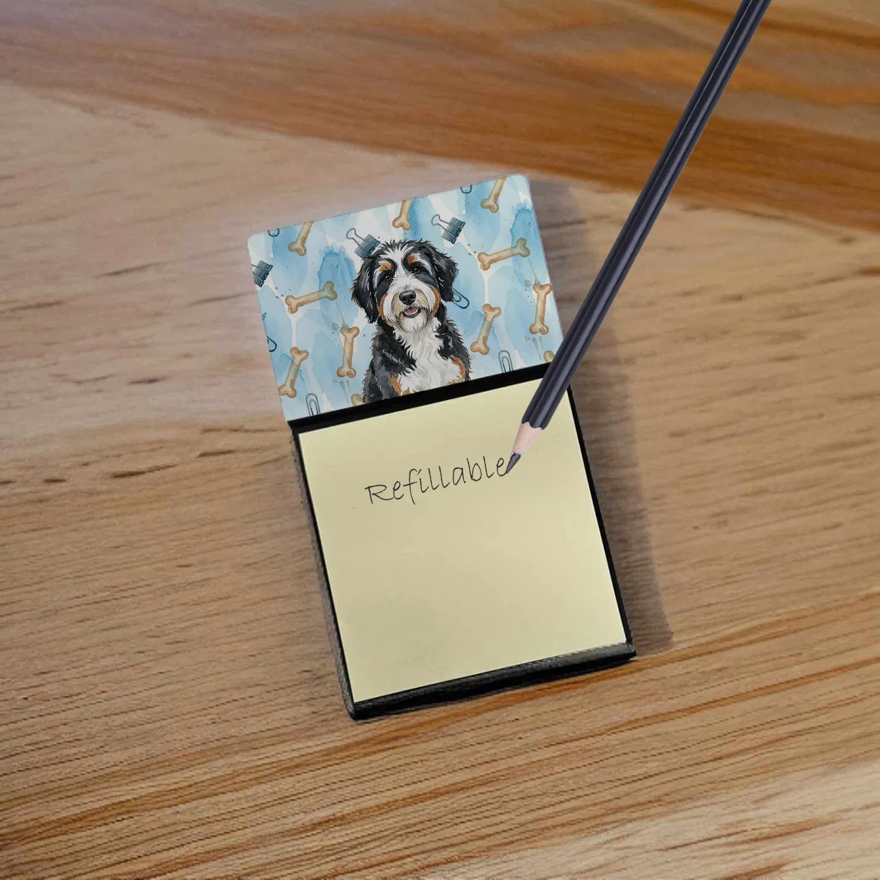 Berndoodle Coworker Watercolor Sticky Note Holder Refillable Dispenser Desk Accessory 3x3 Pad Gift photo 7