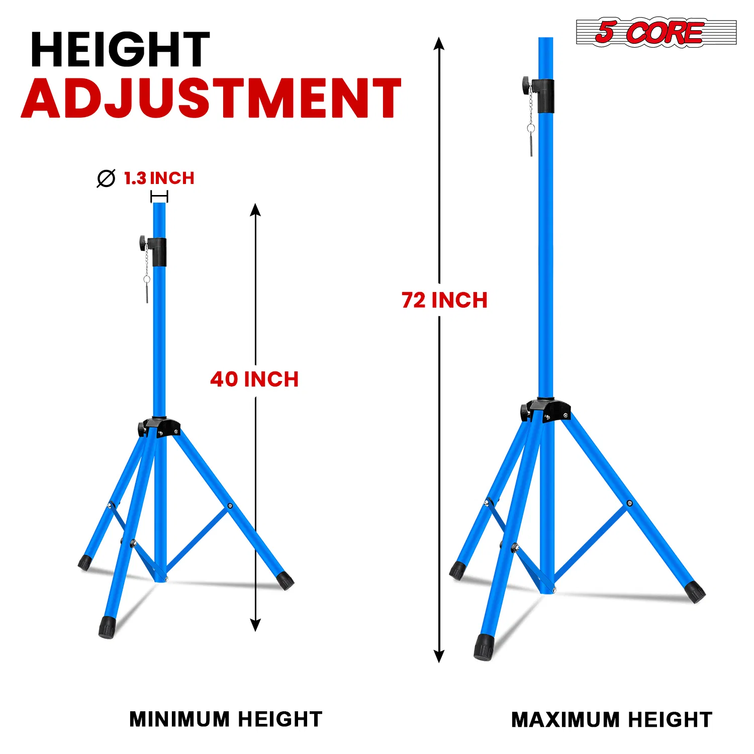 5 Core Speaker Stand Tripod Floor Heavy Duty Adjustable Up to 72 Inch DJ Studio Monitor Stands Pole Mount photo 6